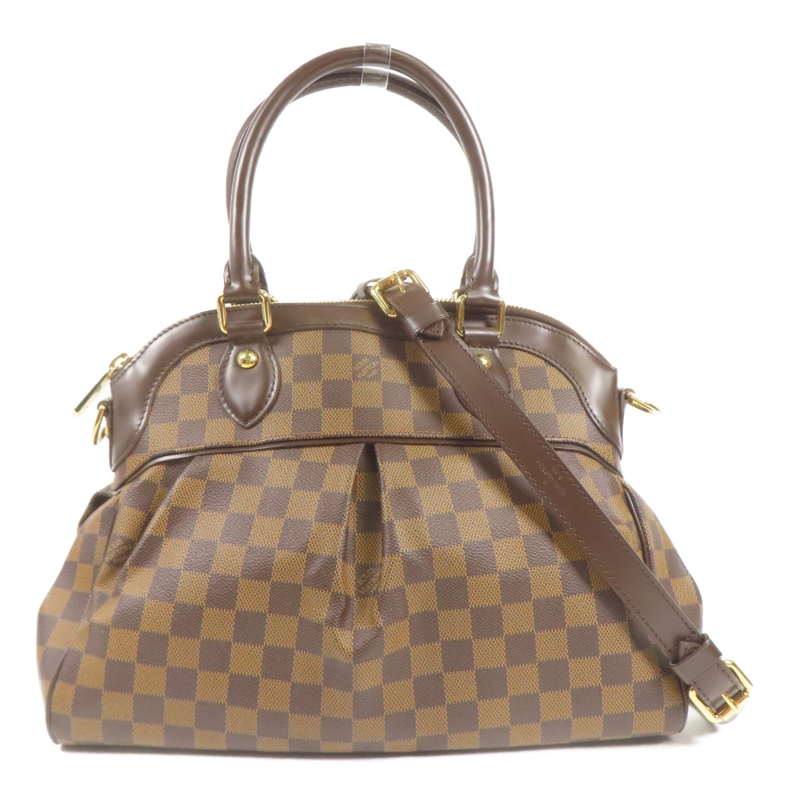 LOUIS VUITTON Damier Trevi金扣手挽肩背兩用袋