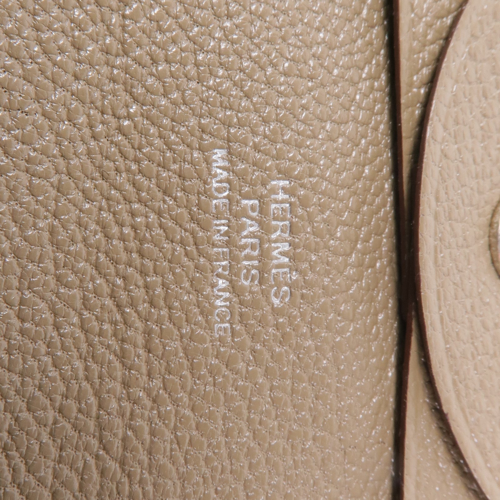 HERMES Chevre皮革Bastia Change Purse零錢包18 Etoupe