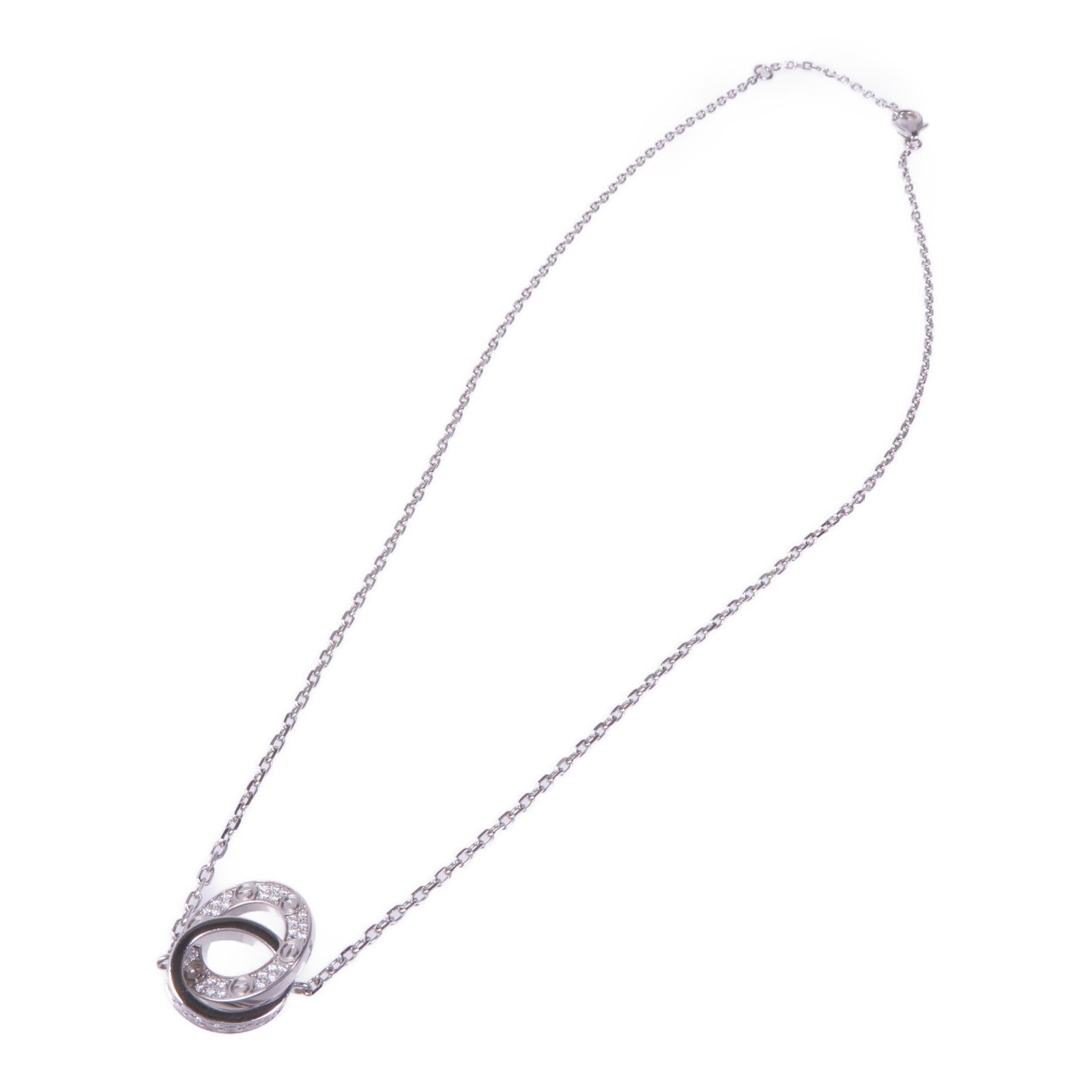 CARTIER 18K白金Love Necklace鑽石項鍊
