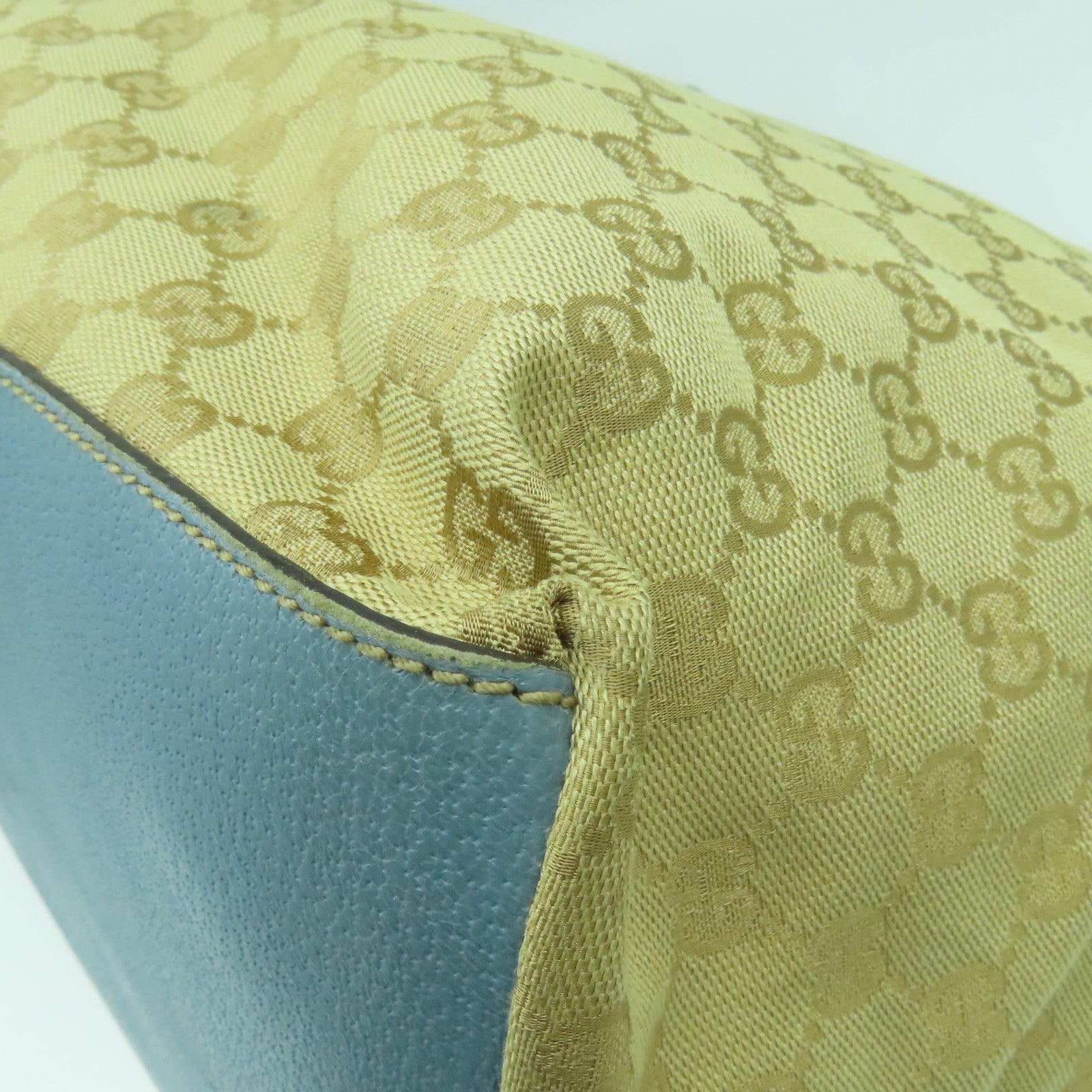 GUCCI 【清倉大減價】帆布Shoulder Bag銀扣肩背袋粉藍色/啡色