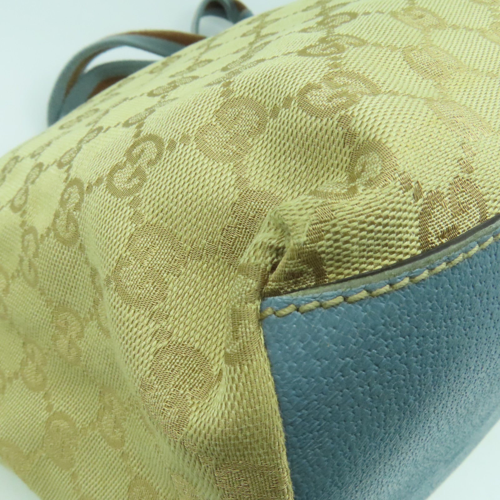 GUCCI 【清倉大減價】帆布Shoulder Bag銀扣肩背袋粉藍色/啡色