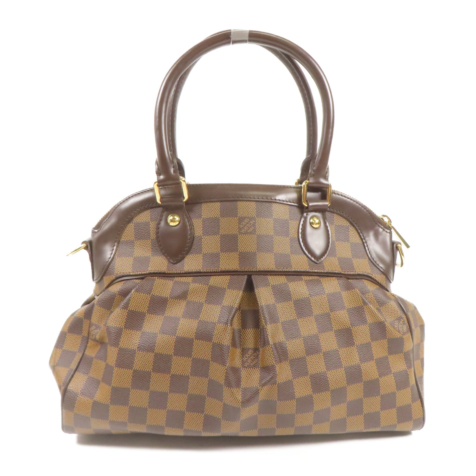 LOUIS VUITTON Damier Trevi金扣手挽肩背兩用袋