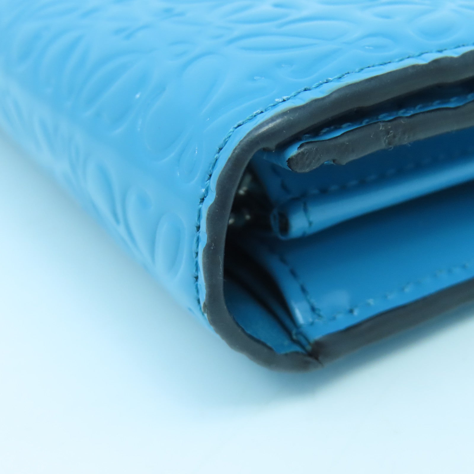 LOEWE 牛皮皮革Long Wallet銀扣長錢包藍色
