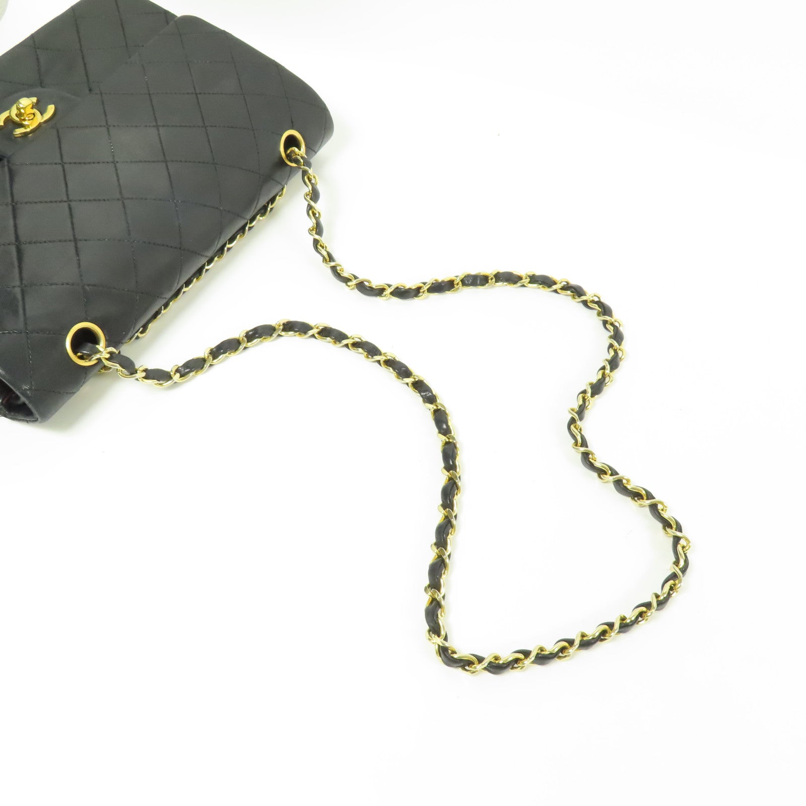 CHANEL 牛皮皮革Vintage Chain Shoulder金扣鏈帶肩背袋