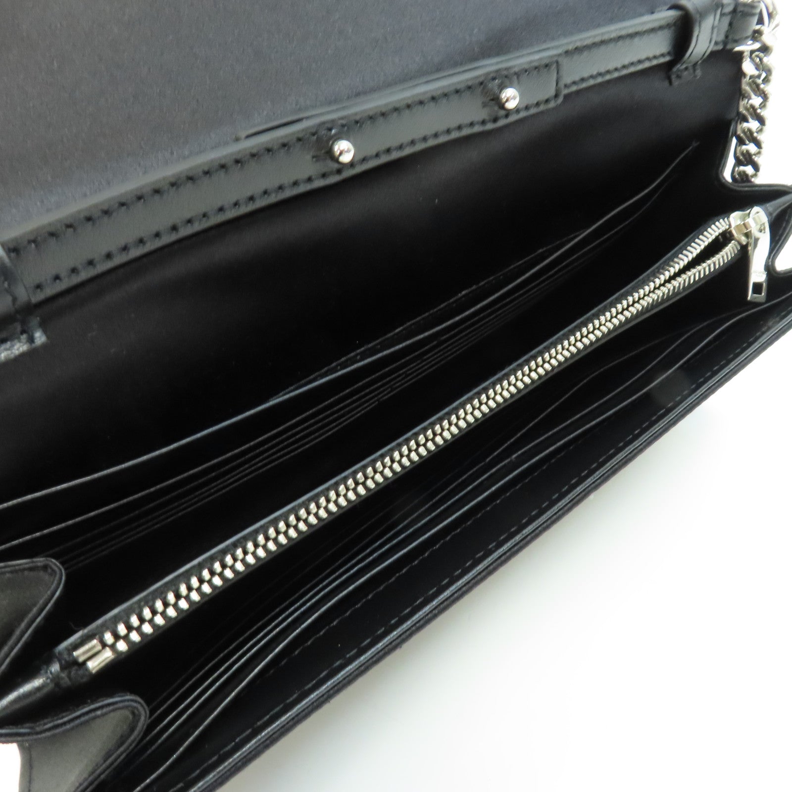 YVES SAINT LAURENT 亮片Chain Shoulder銀扣鏈帶肩背袋黑色