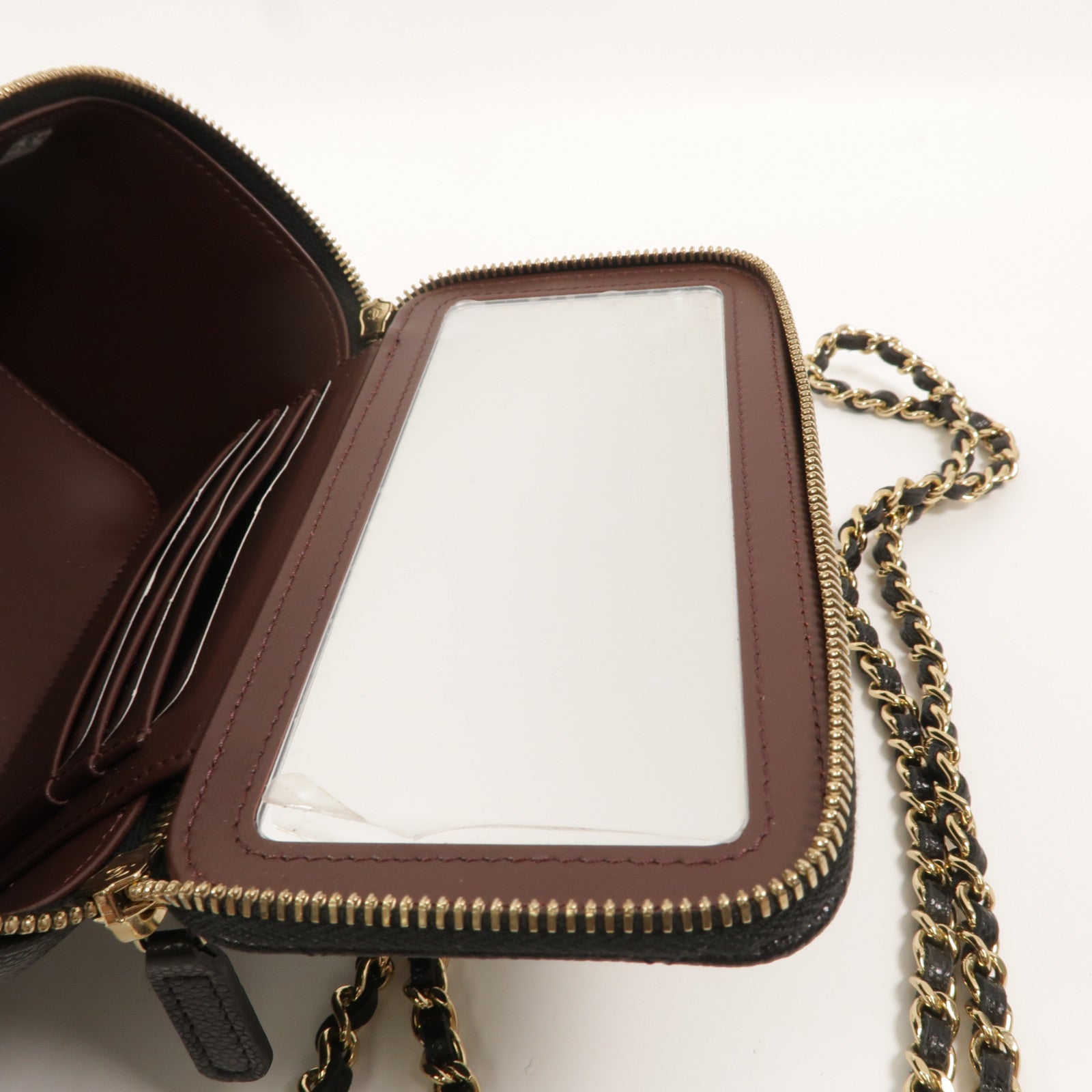 CHANEL 牛皮皮革Vanity Case鏈帶肩背袋
