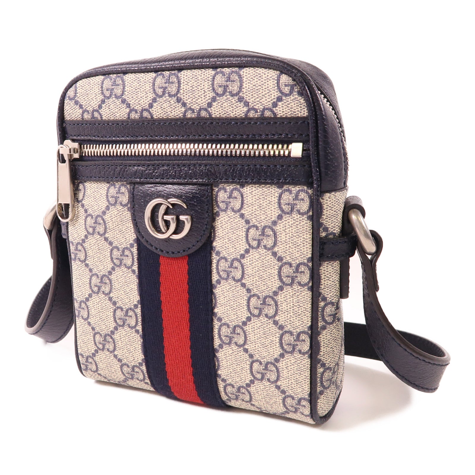 GUCCI 塗層帆布Ophidia GG銀扣肩背袋