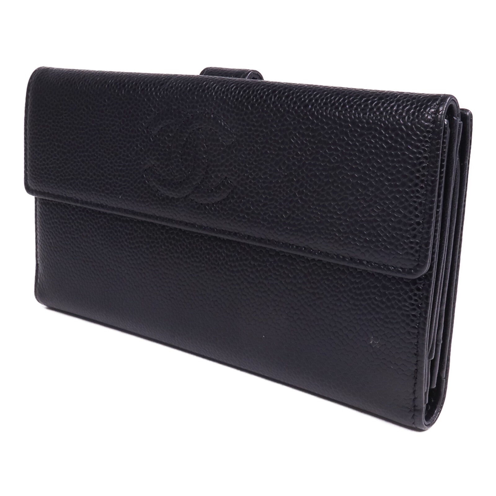 CHANEL 牛皮皮革Long Wallet銀扣長錢包