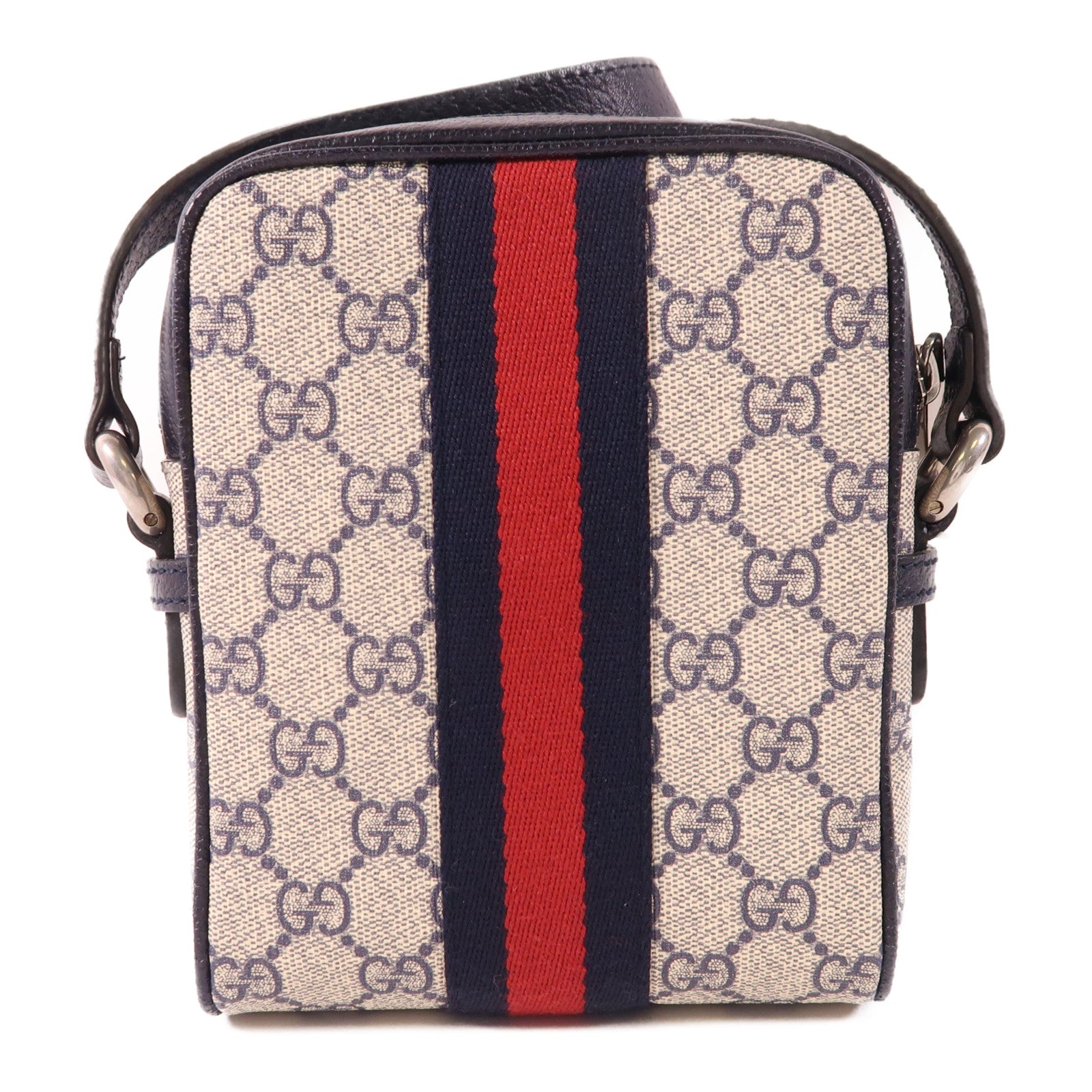 GUCCI 塗層帆布Ophidia GG銀扣肩背袋