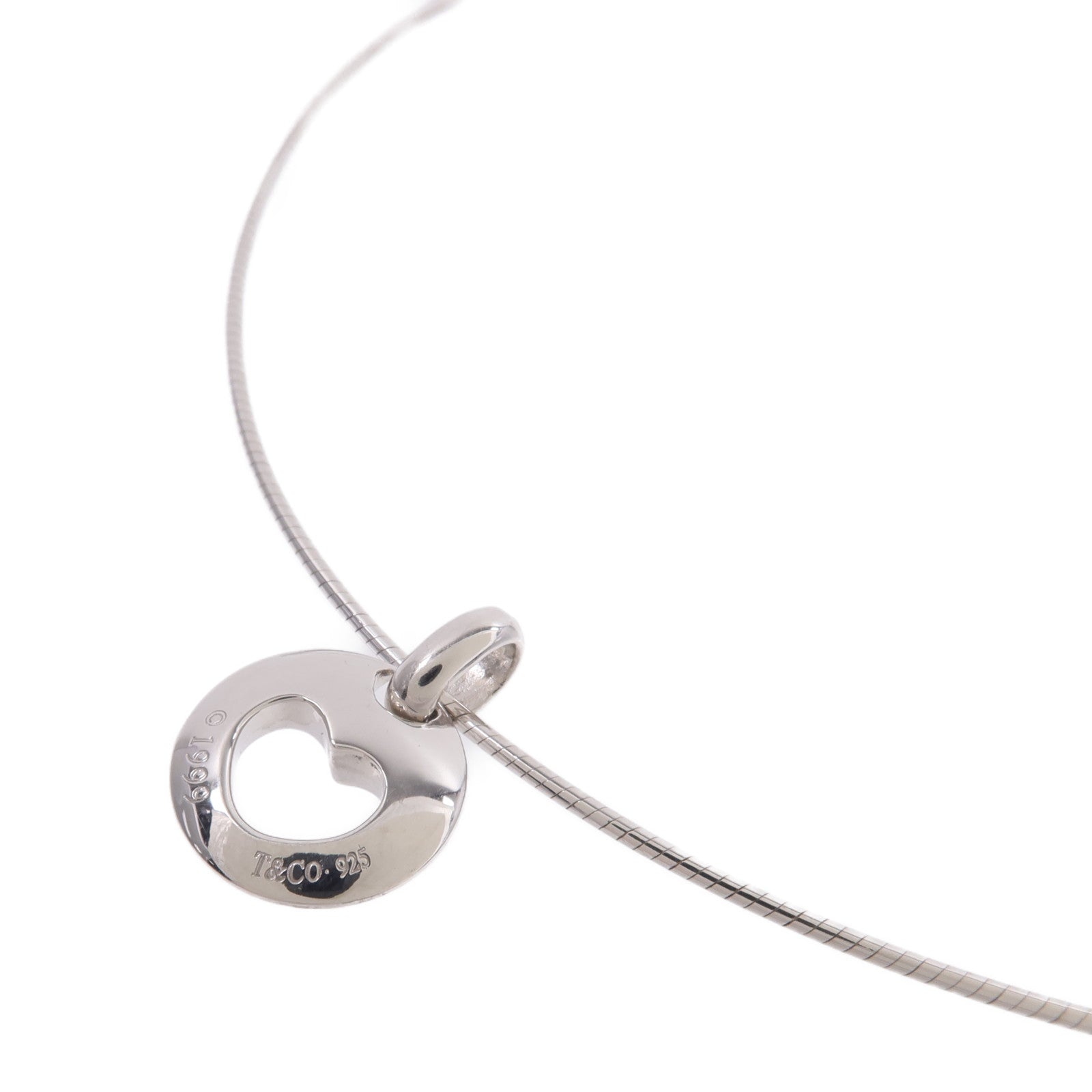 TIFFANY＆CO 925純銀Pierced Heart Wire Necklace項鍊