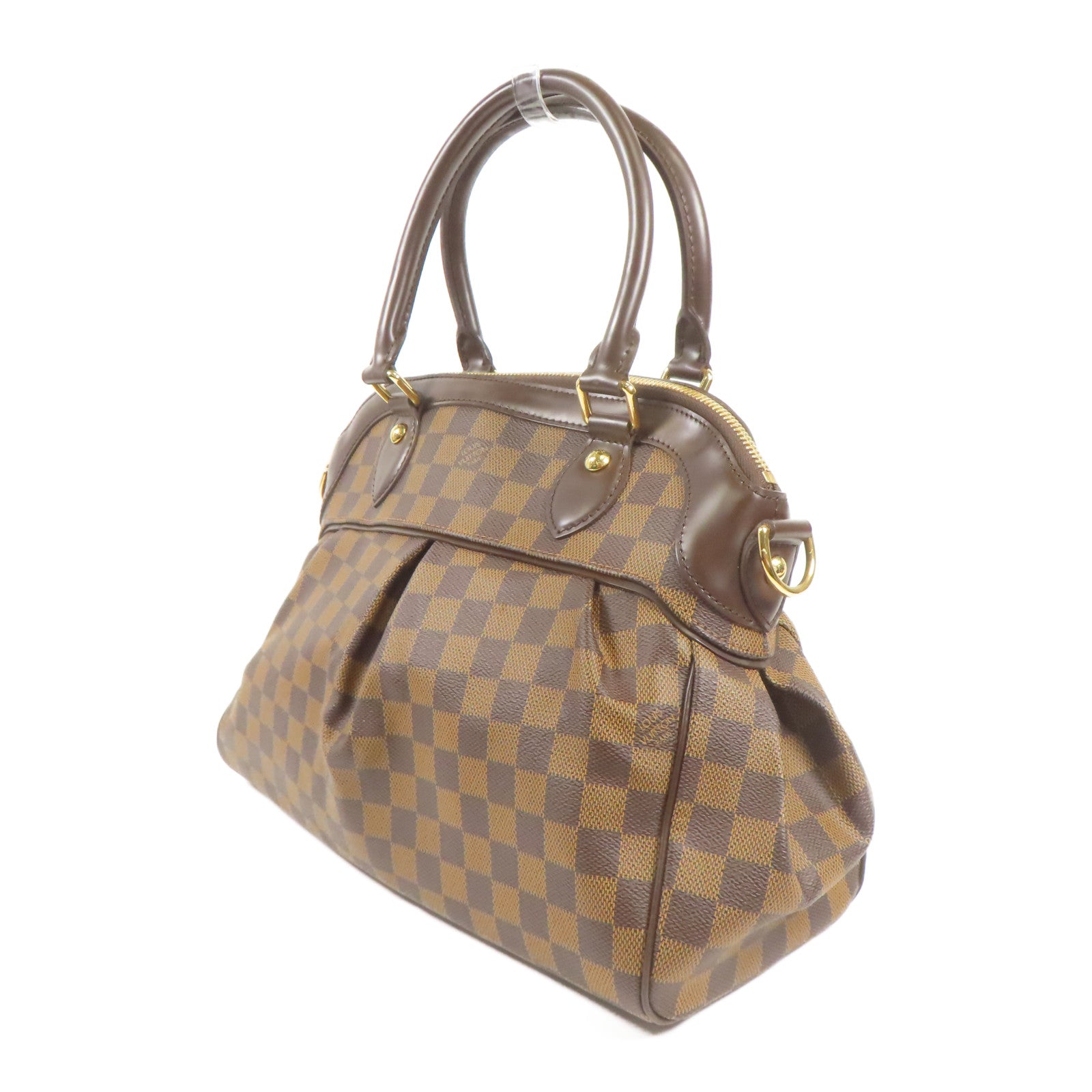 LOUIS VUITTON Damier Trevi金扣手挽肩背兩用袋