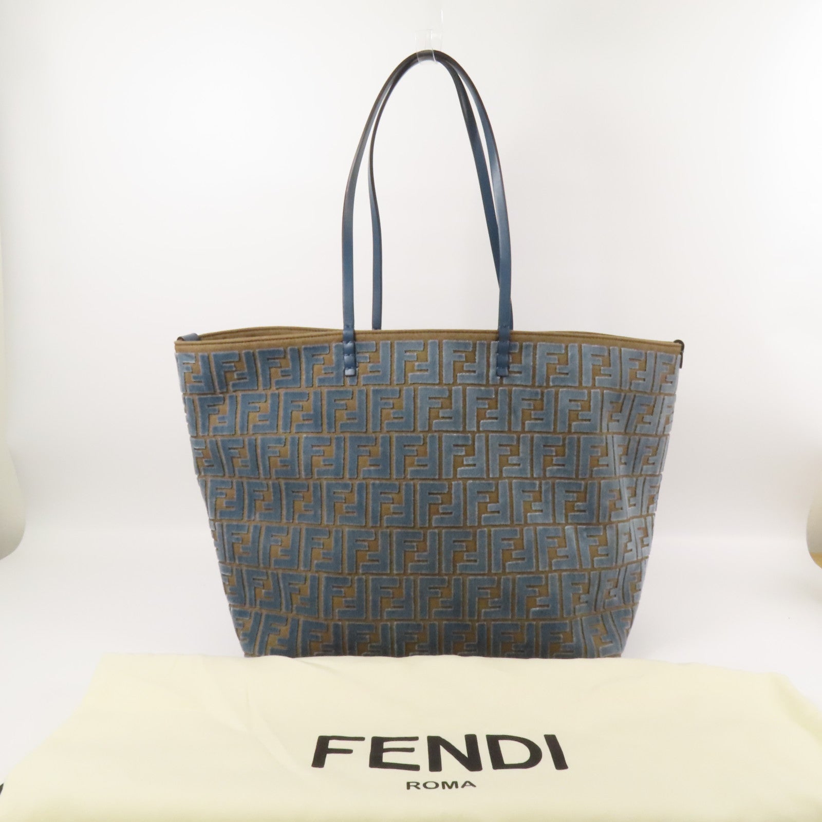 FENDI 帆布/天鵝絨Roll Large肩背袋