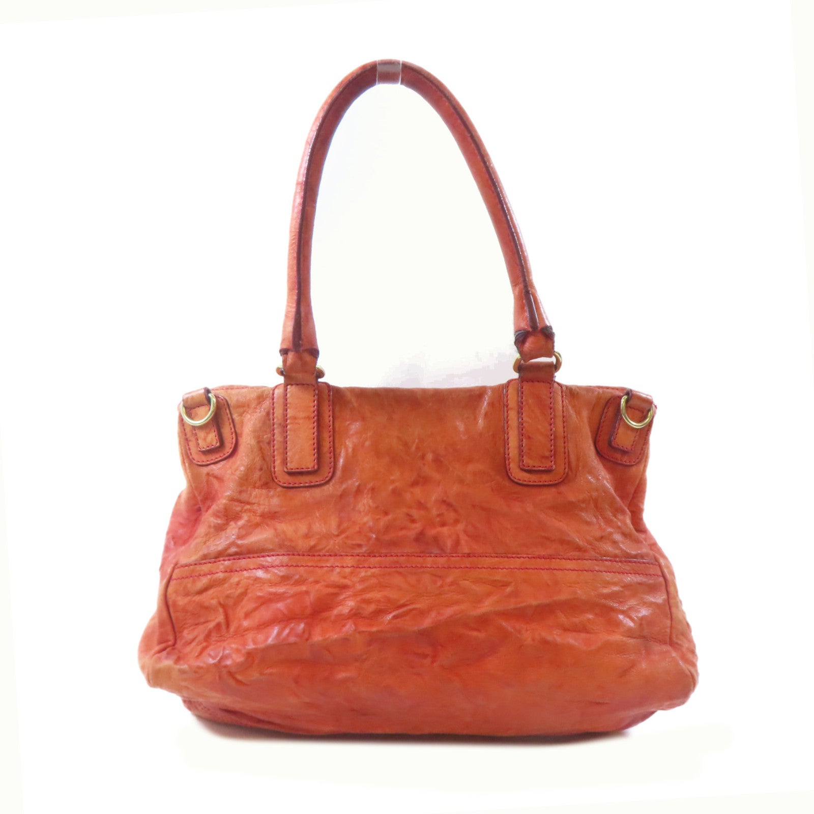 GIVENCHY 皮革Pandora Bag金扣手挽肩背兩用袋橙色