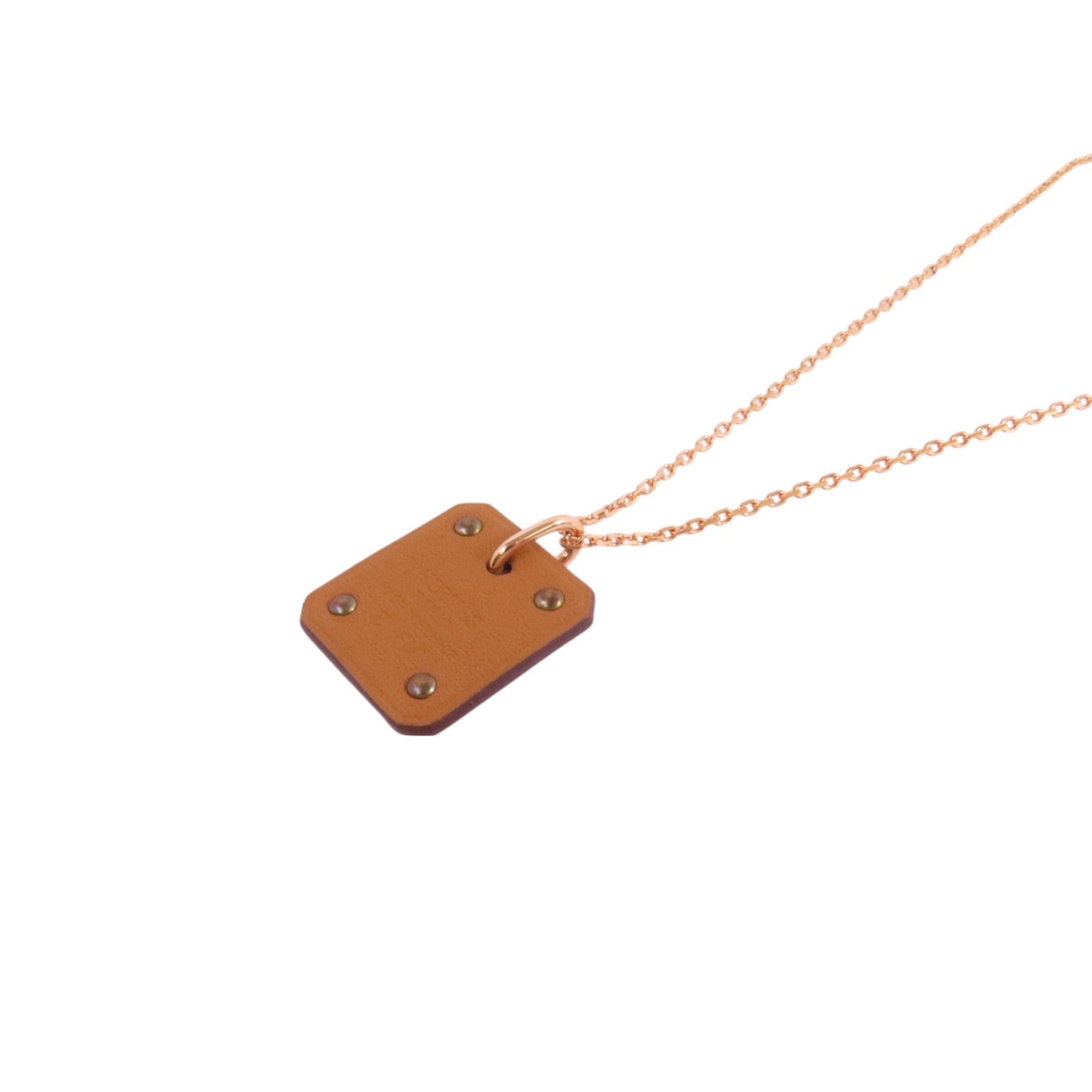 HERMES 金屬/皮革As De Coeur Pendant Necklace金扣項鏈
