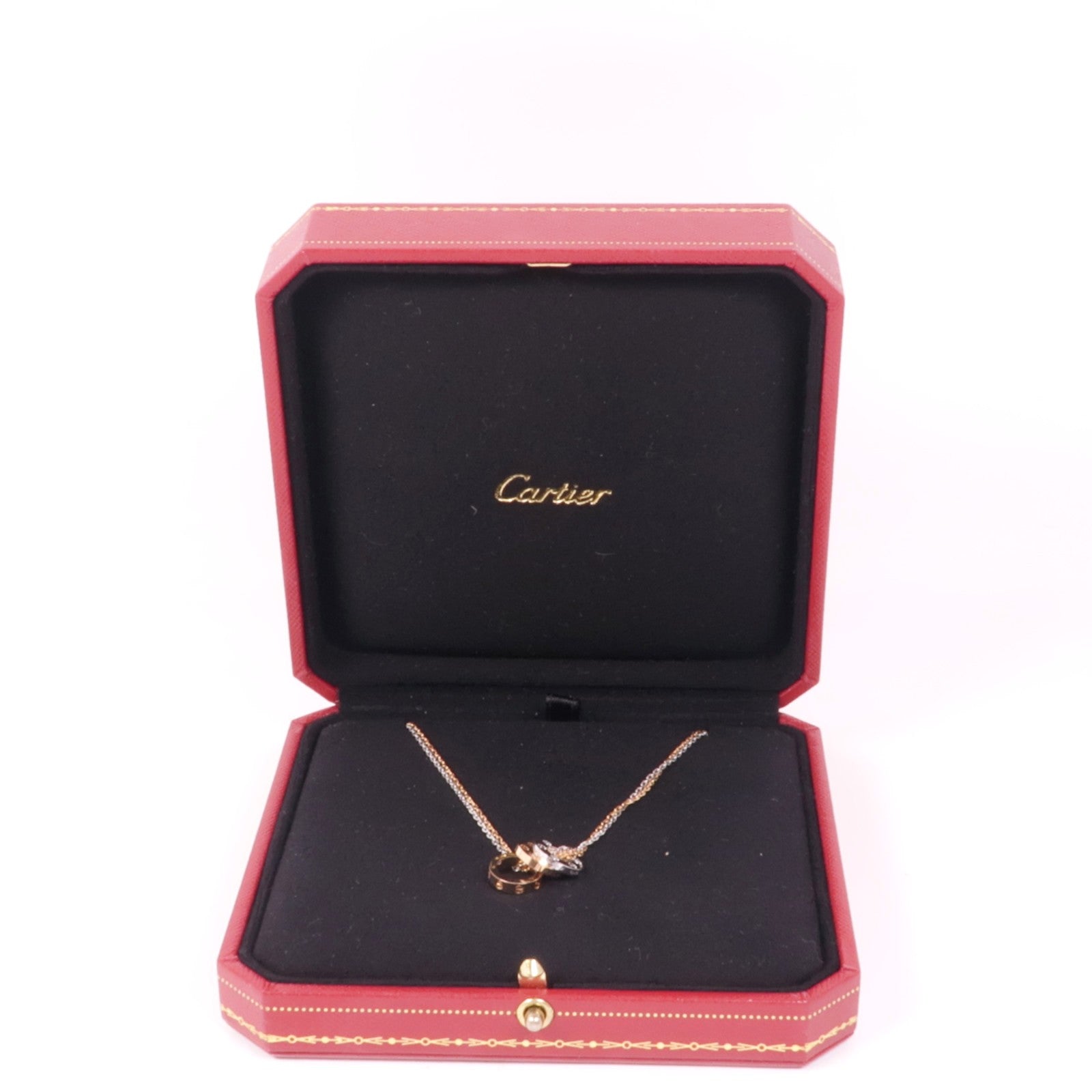 CARTIER 18K白金/玫瑰金Love Necklace 6 Diamonds鑽石項鍊
