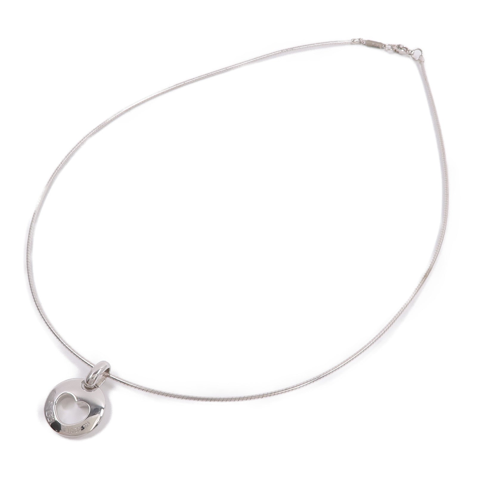 TIFFANY＆CO 925純銀Pierced Heart Wire Necklace項鍊