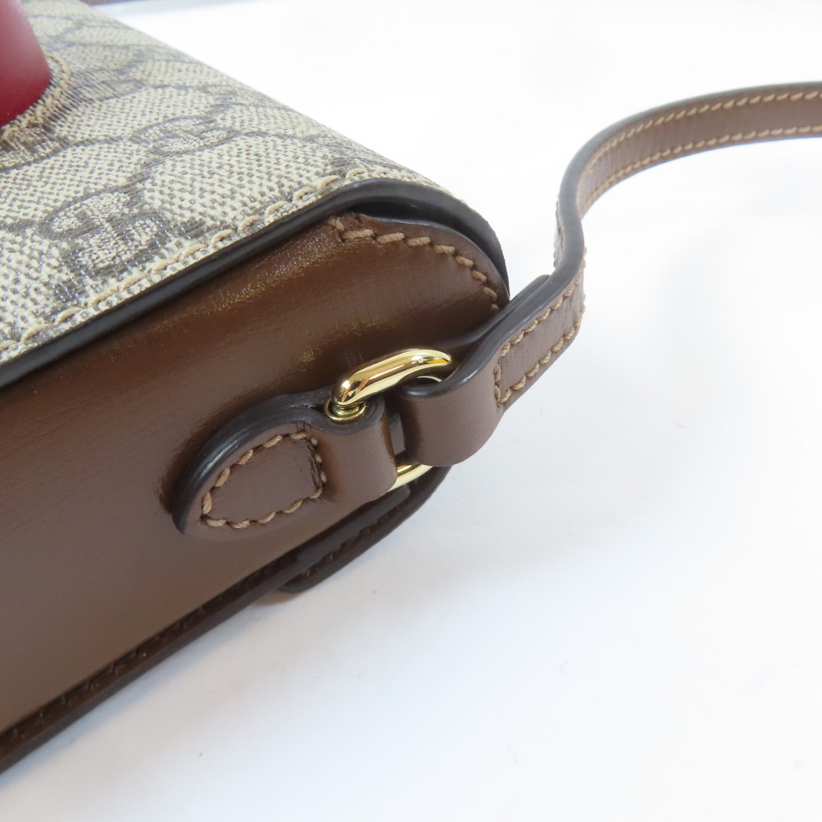 GUCCI 【激減優惠】塗層帆布Valentines's Day Mini Shoulder Bag金扣肩背袋啡色