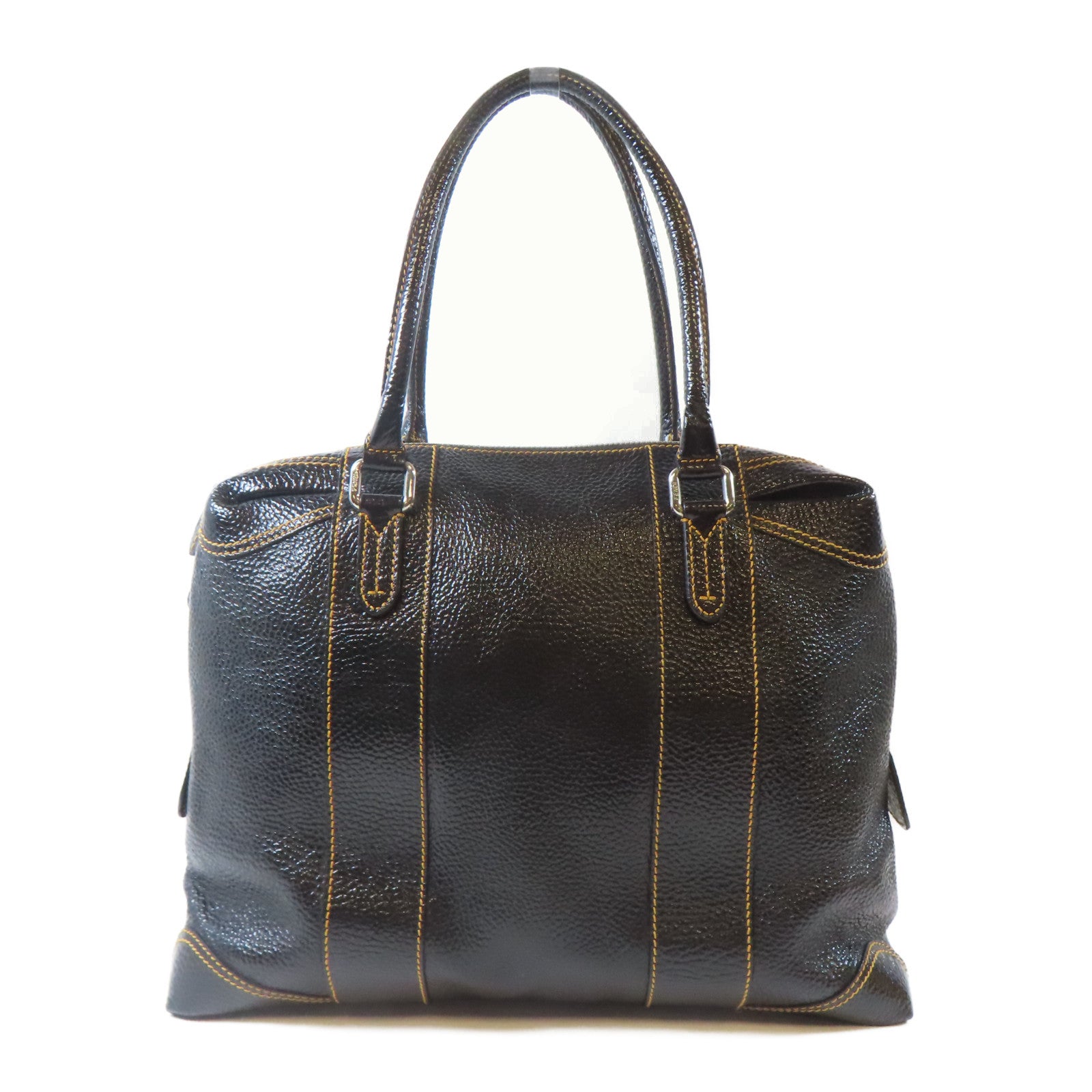 FENDI 【激減優惠】皮革Shoulder Bag銀扣肩背袋黑色