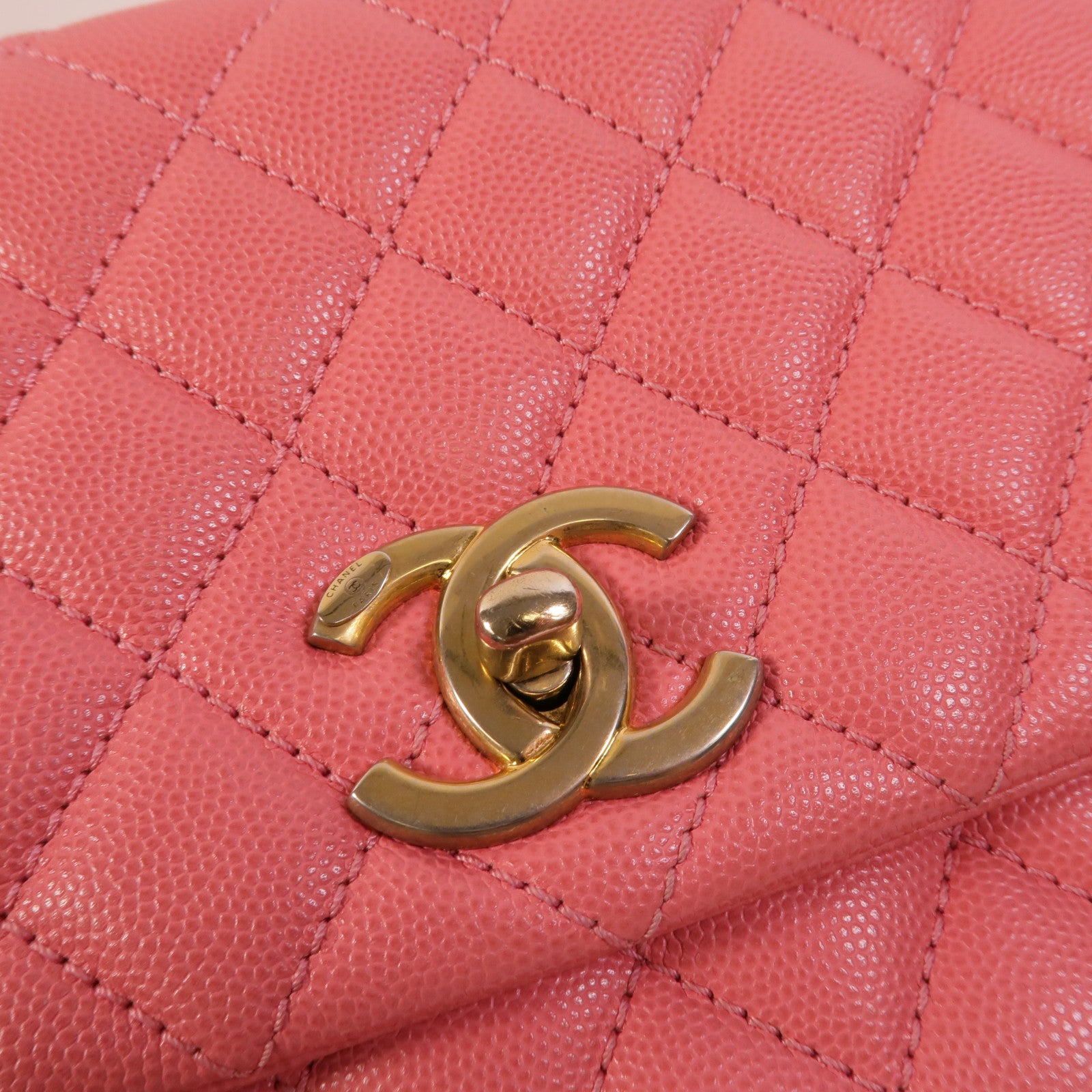 CHANEL 牛皮皮革Coco Handle Medium鏈帶手挽肩背兩用袋