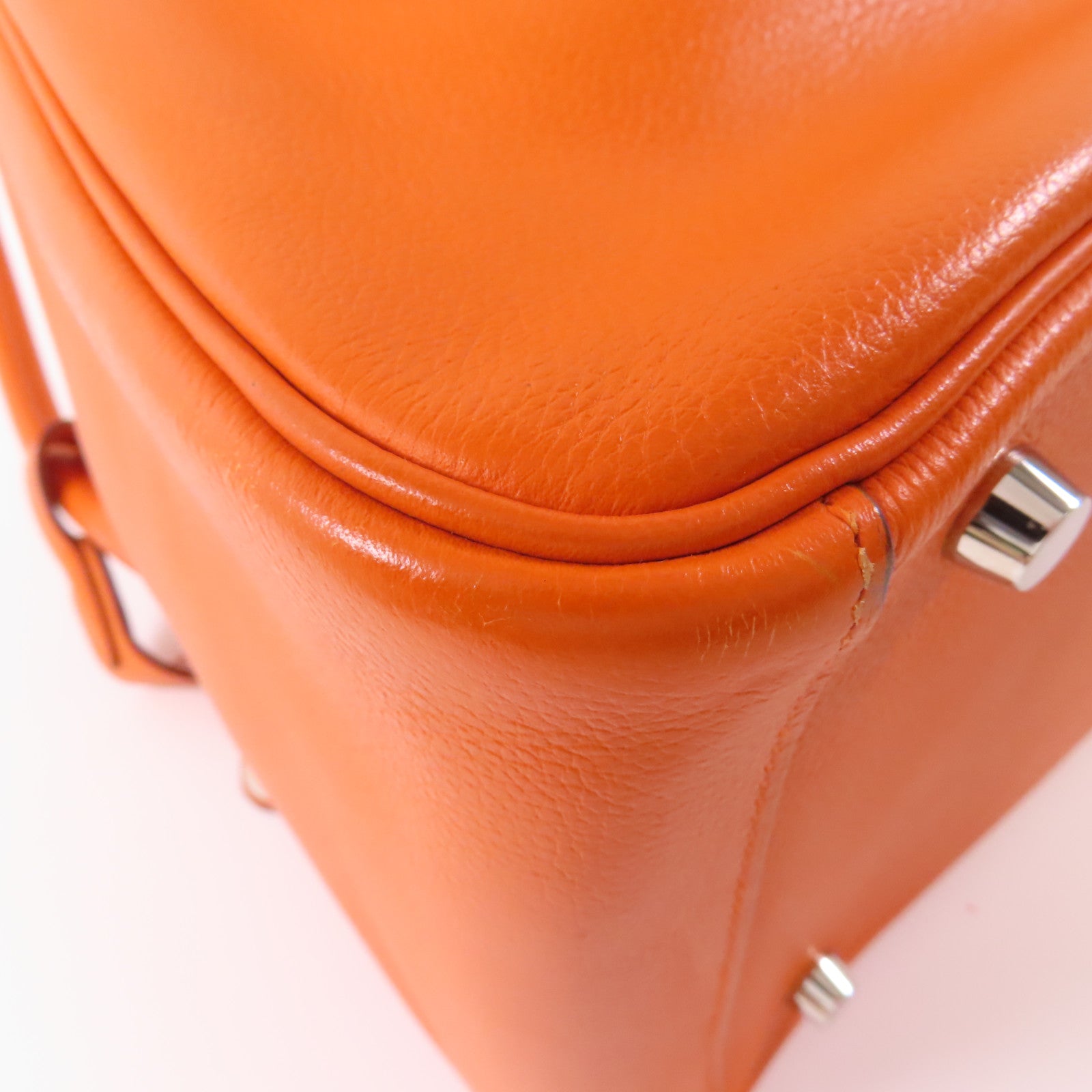 HERMES Evercolor皮革Lindy 30銀扣手挽肩背兩用袋93 Orange
