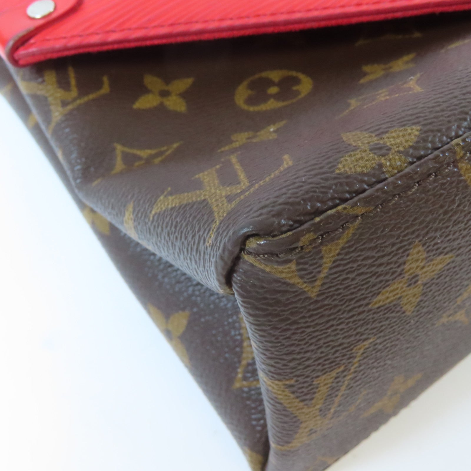 LOUIS VUITTON Monogram/Epi Saint Michel銀扣肩背袋啡色/紅色