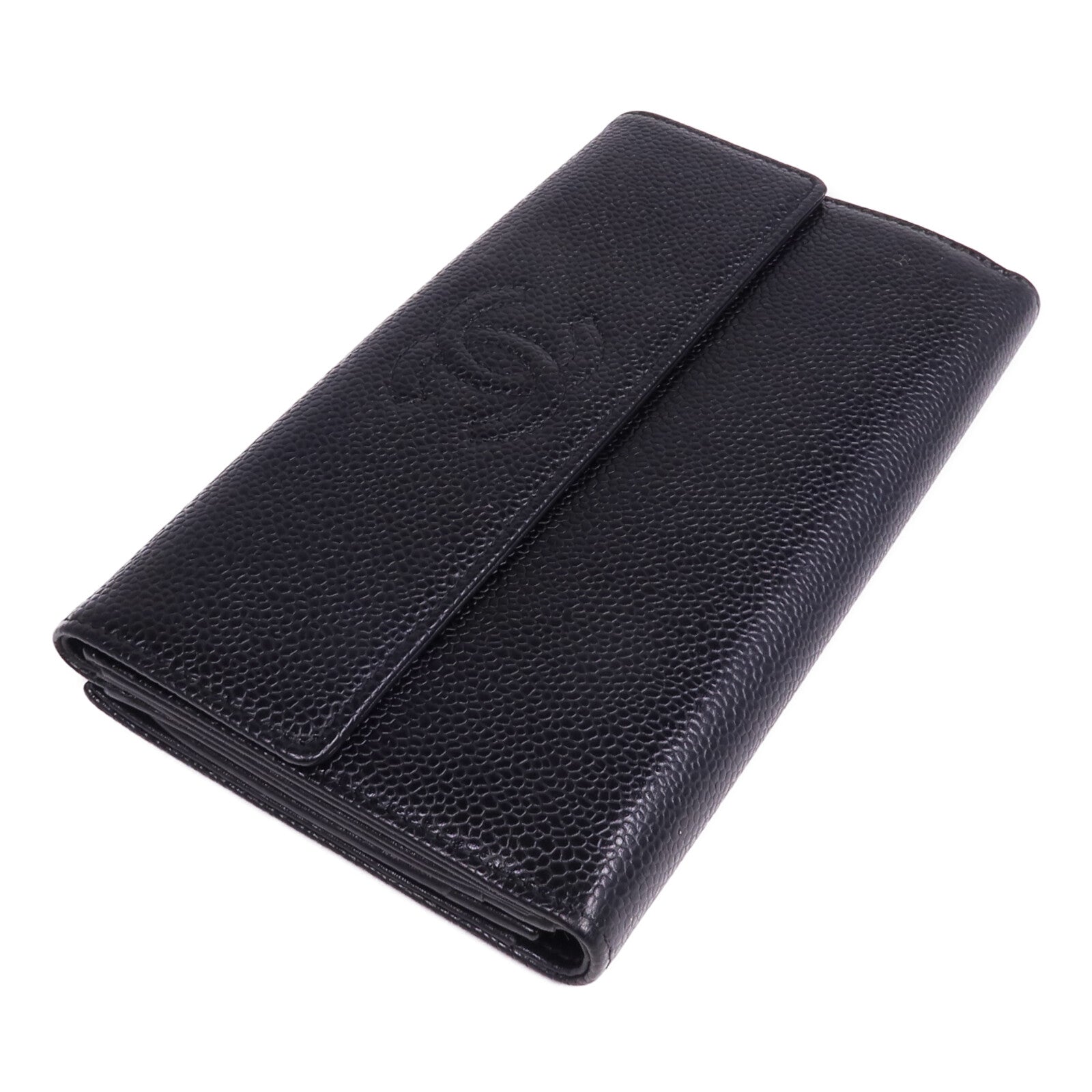 CHANEL 牛皮皮革Long Wallet銀扣長錢包