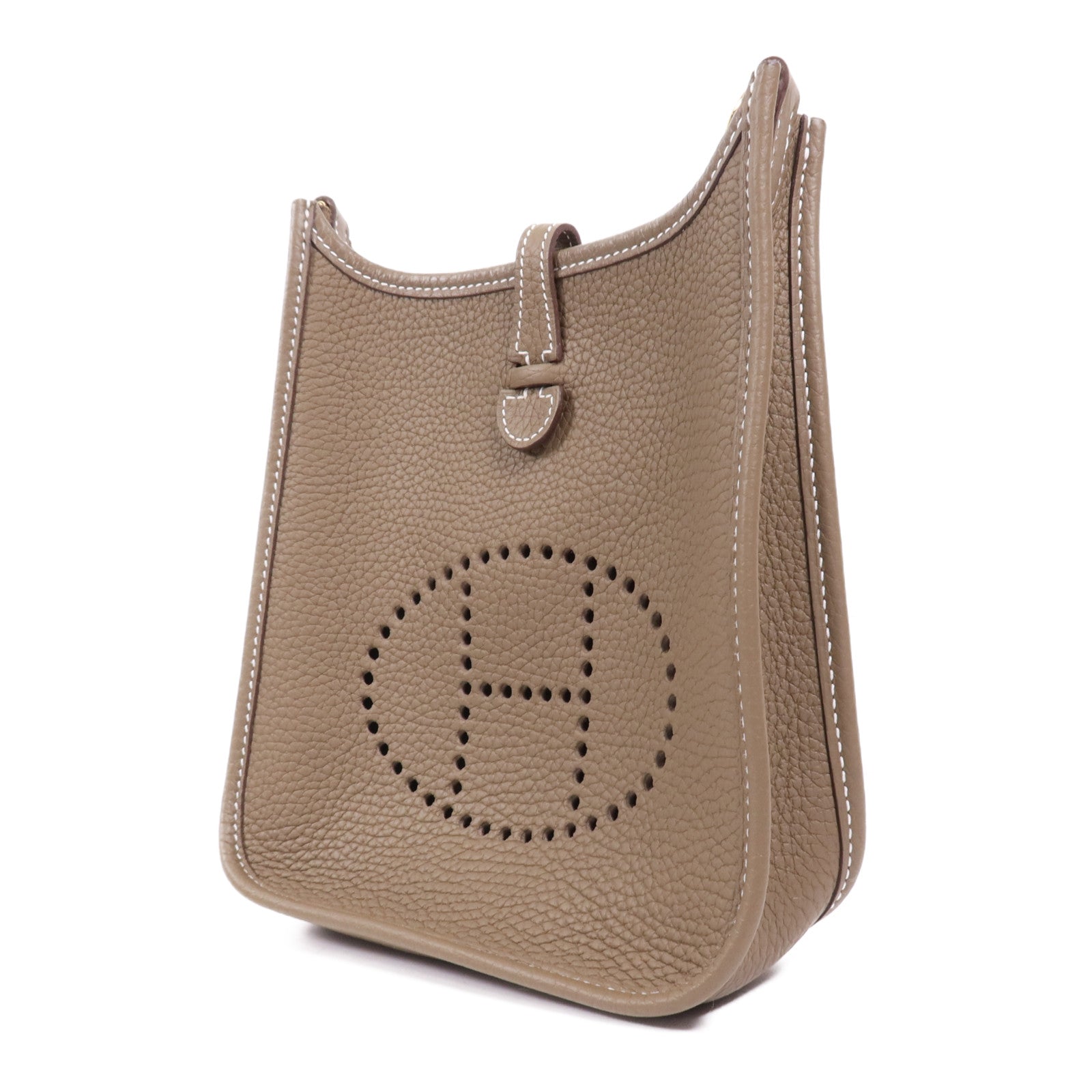 HERMES Clemence皮革Evelyne TPM金扣肩背袋Etoupe