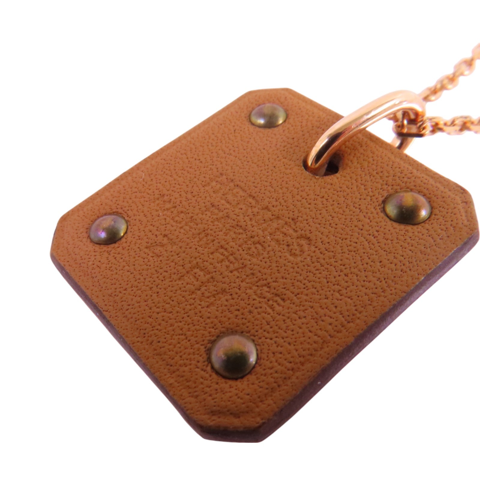 HERMES 金屬/皮革As De Coeur Pendant Necklace金扣項鏈