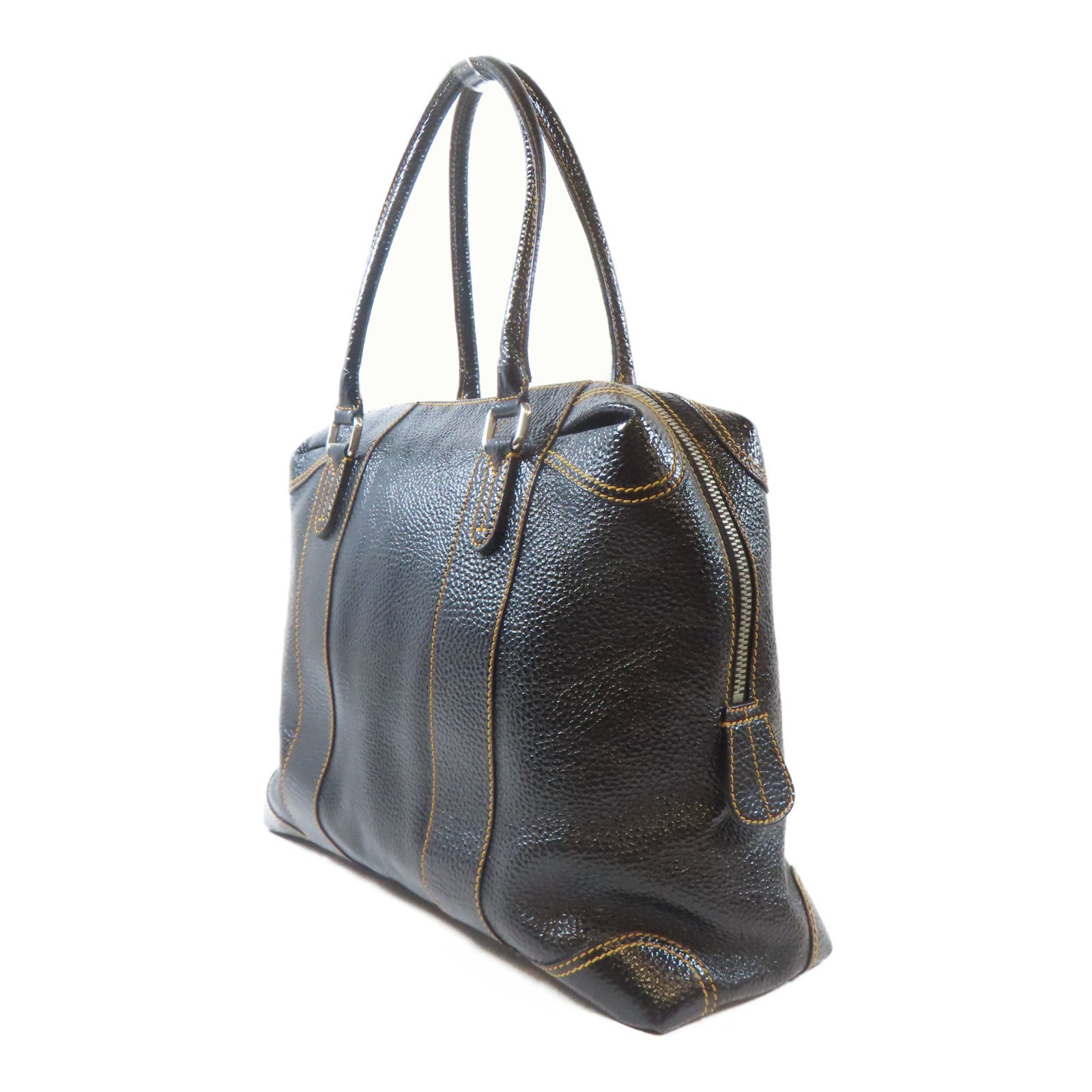 FENDI 【激減優惠】皮革Shoulder Bag銀扣肩背袋黑色