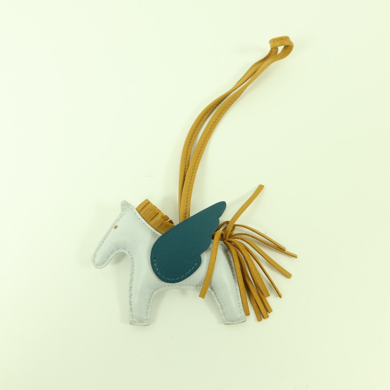 HERMES Milo皮革/Swift皮革Rodeo Pegase PM掛飾Bleu Brume/Sesame/Vert Bosphore