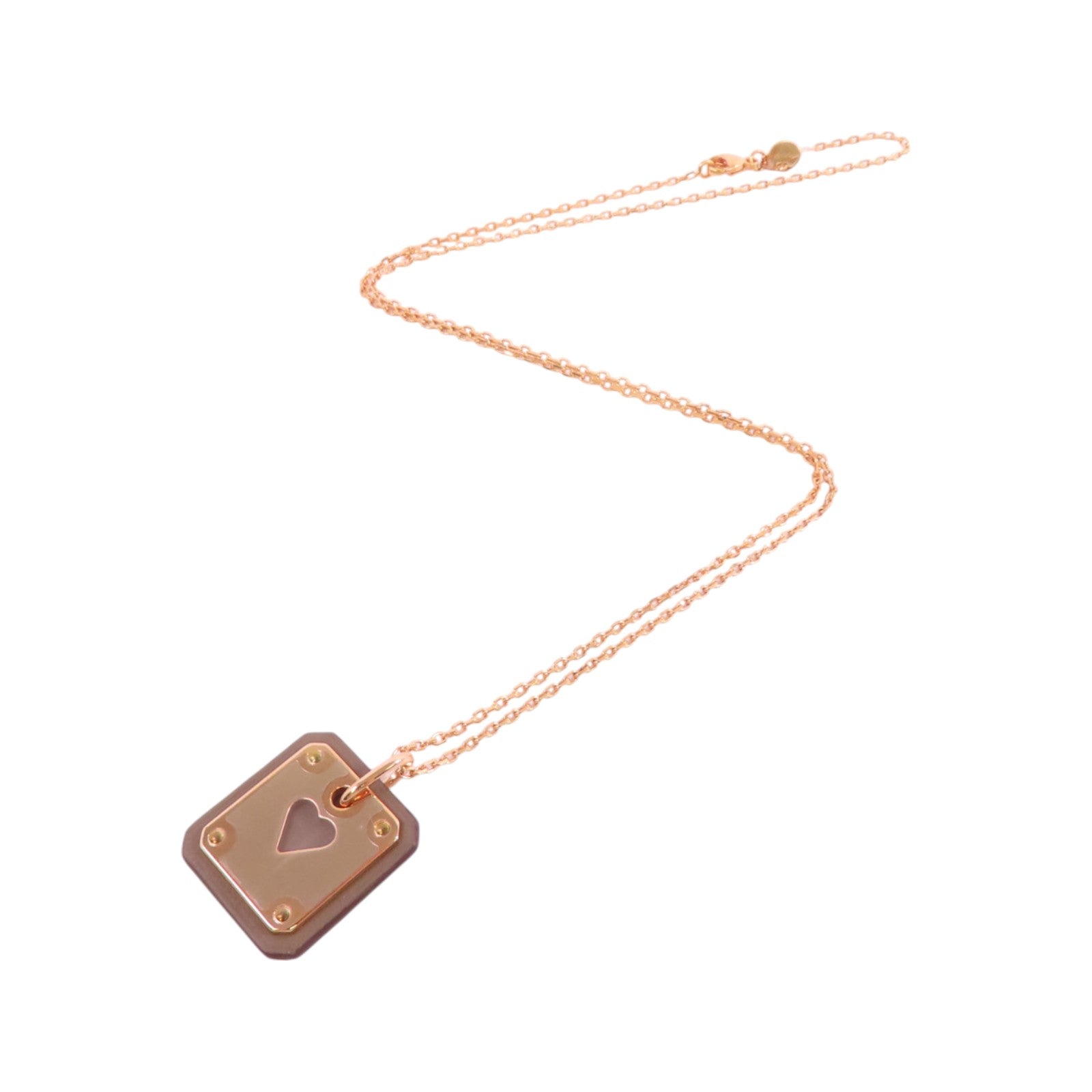 HERMES 金屬/皮革As De Coeur Pendant Necklace金扣項鏈
