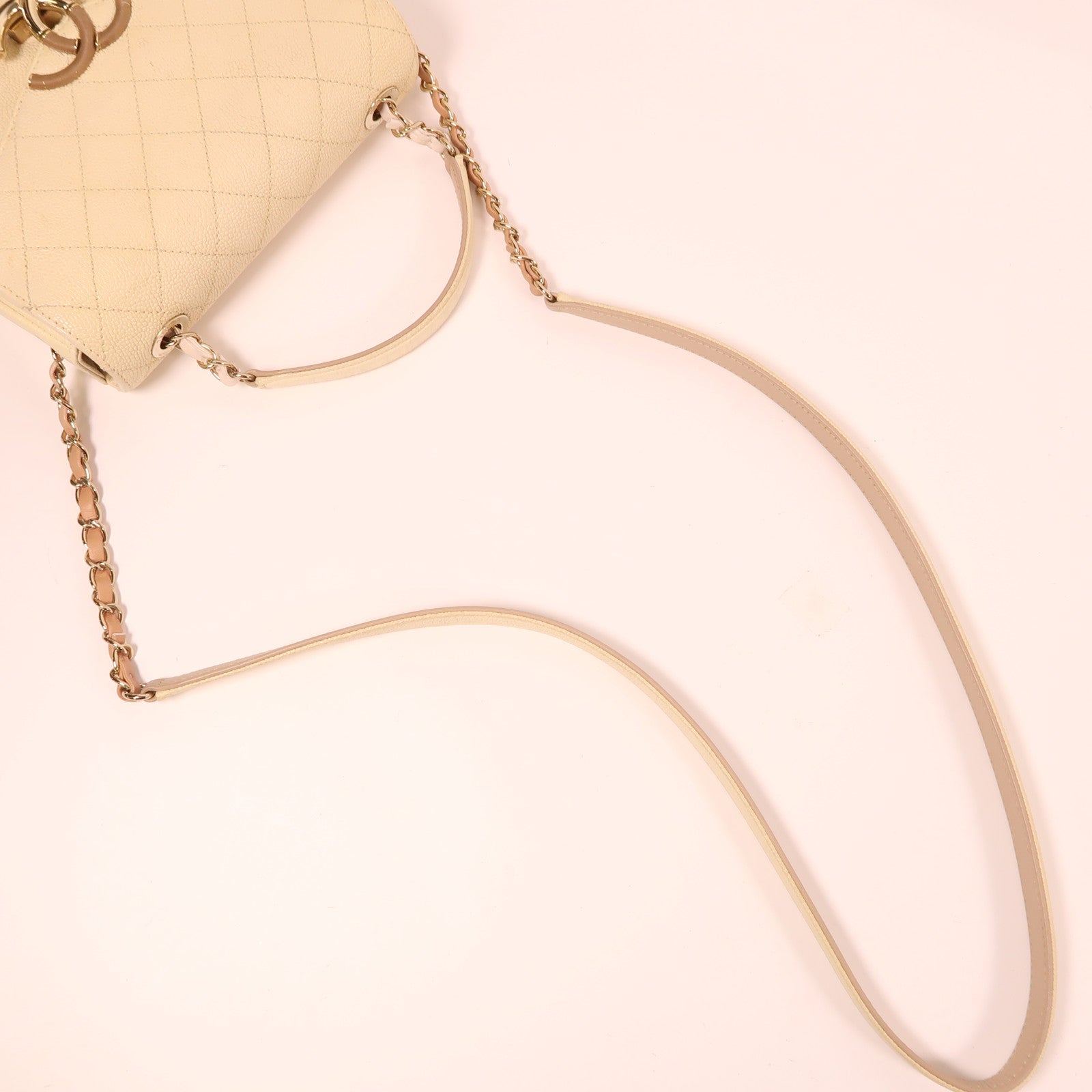 CHANEL 牛皮皮革Chain Shoulder金扣手挽肩背兩用袋