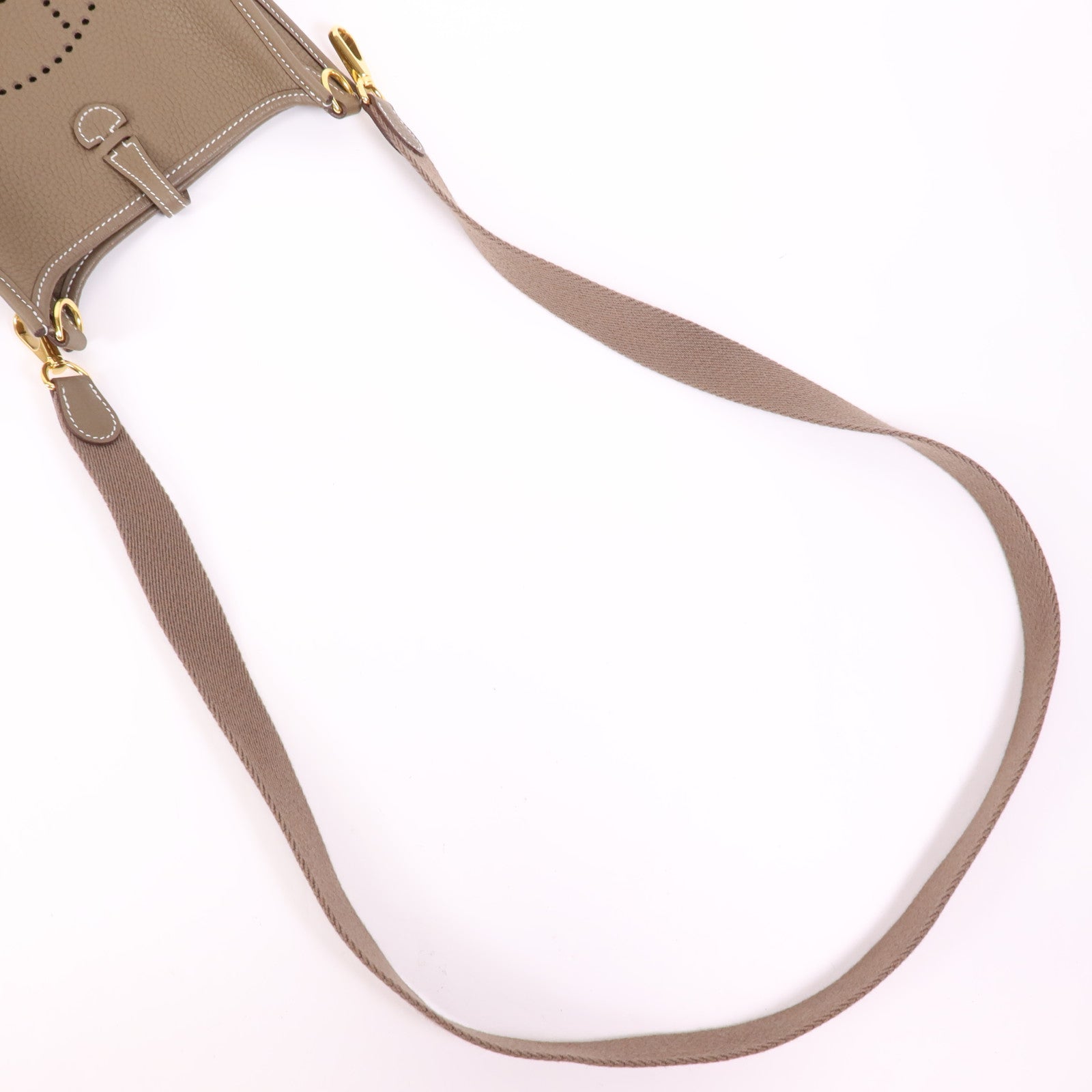HERMES Clemence皮革Evelyne TPM金扣肩背袋Etoupe