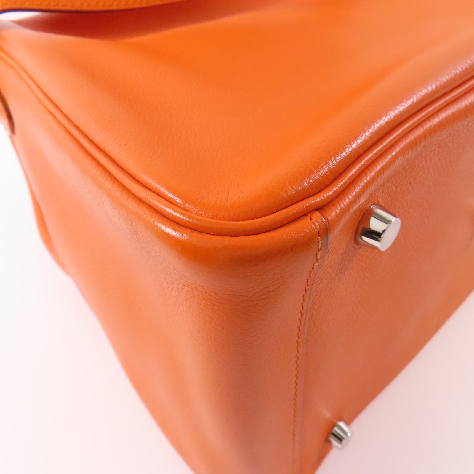 HERMES Evercolor皮革Lindy 30銀扣手挽肩背兩用袋93 Orange