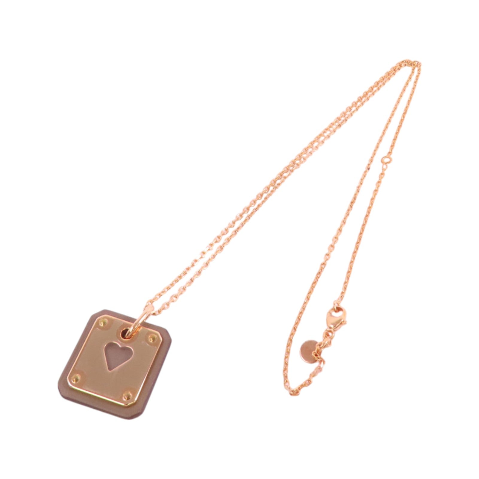 HERMES 金屬/皮革As De Coeur Pendant Necklace金扣項鏈