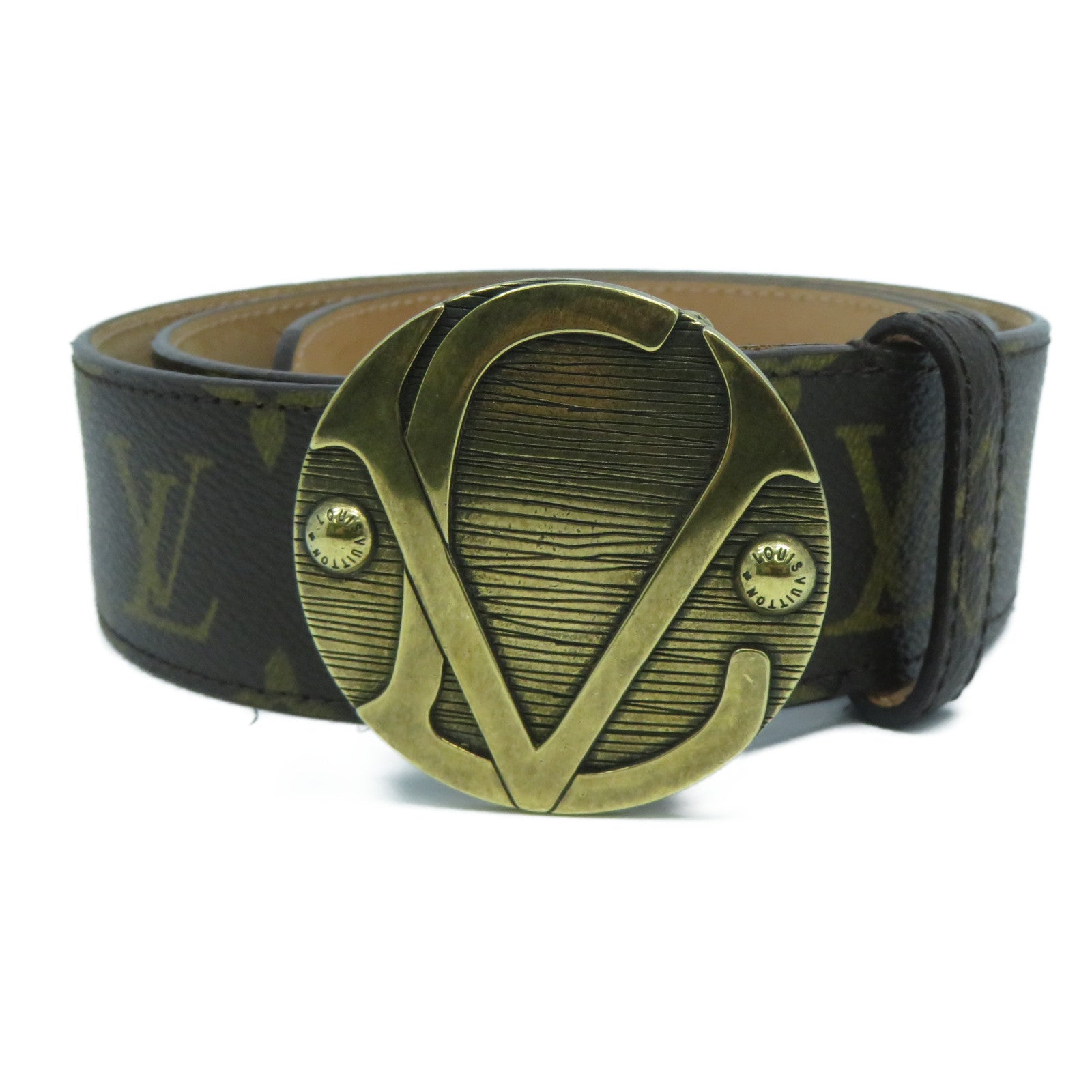 LOUIS VUITTON 【激減優惠】Monogram Belt金扣皮帶啡色