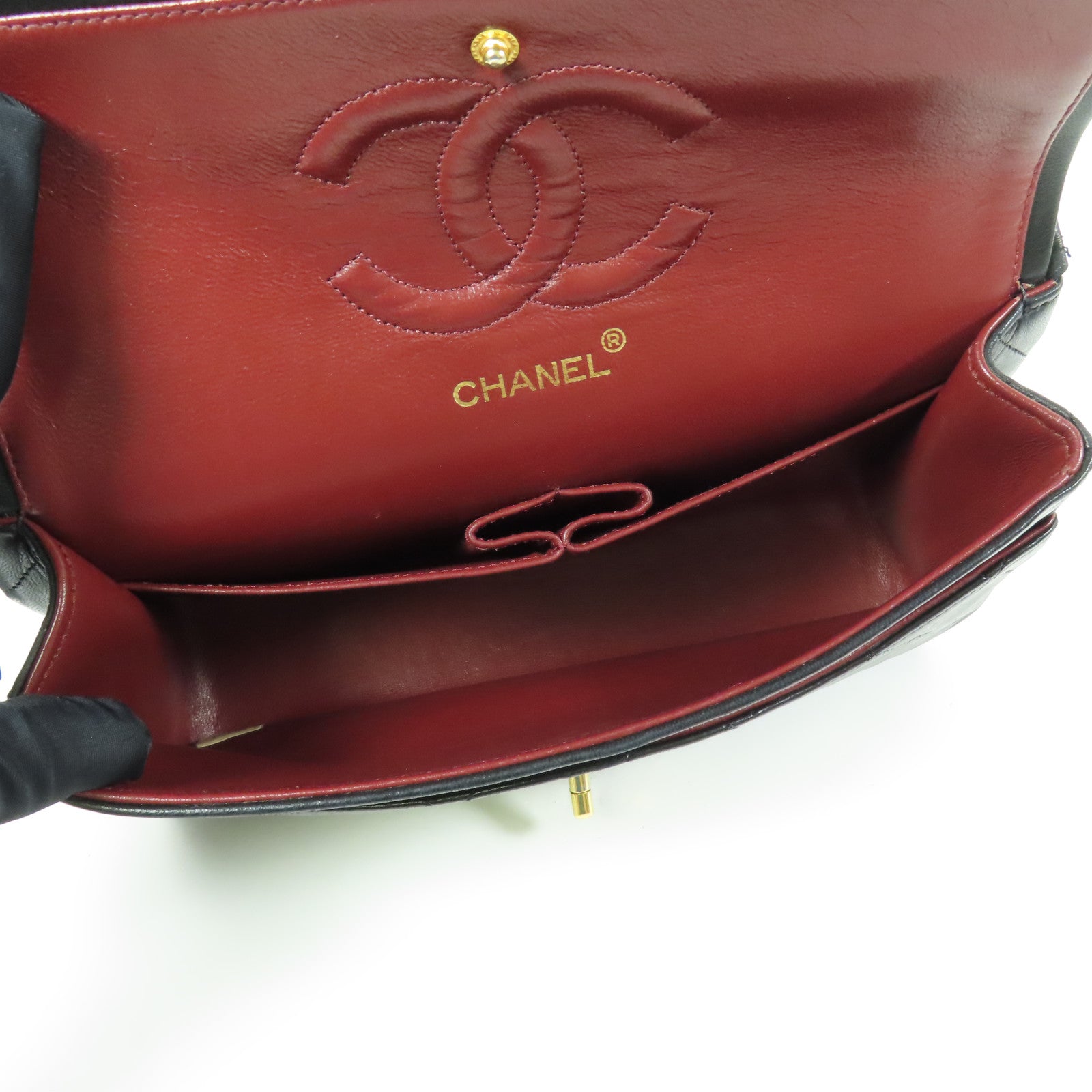 CHANEL 牛皮皮革Vintage Chain Shoulder金扣鏈帶肩背袋