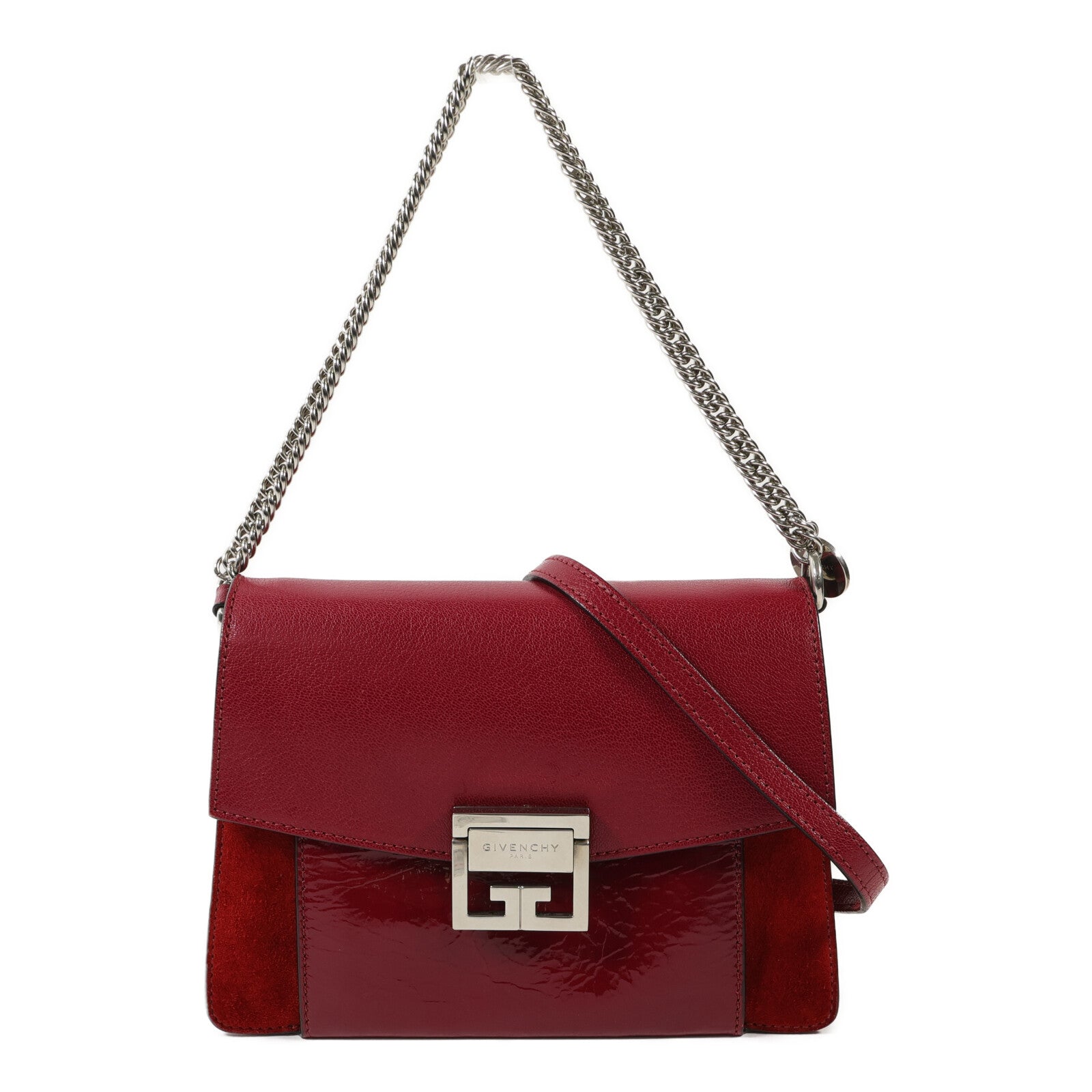 GIVENCHY 牛皮皮革Chain Shoulder銀扣鏈帶肩背袋