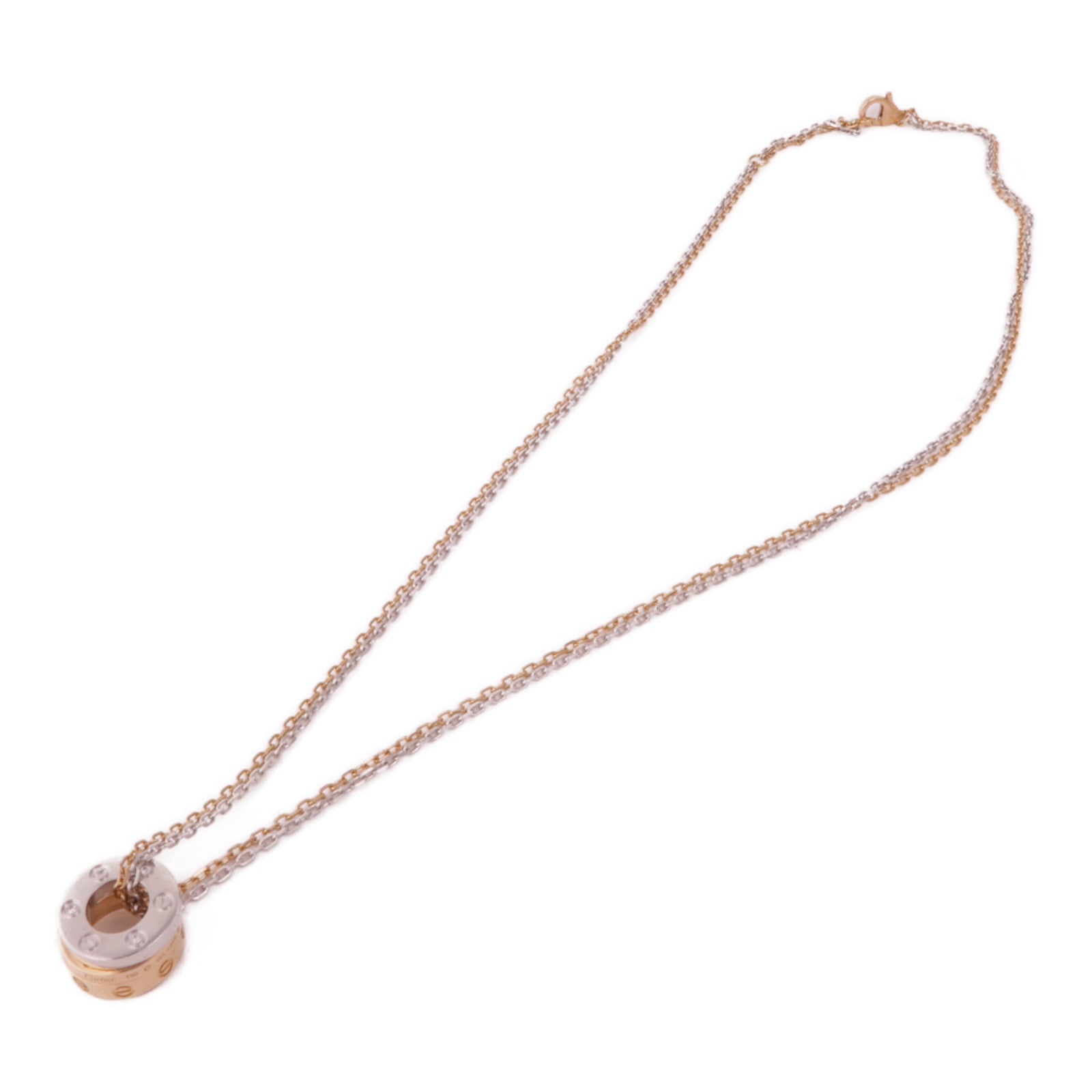 CARTIER 18K白金/玫瑰金Love Necklace 6 Diamonds鑽石項鍊