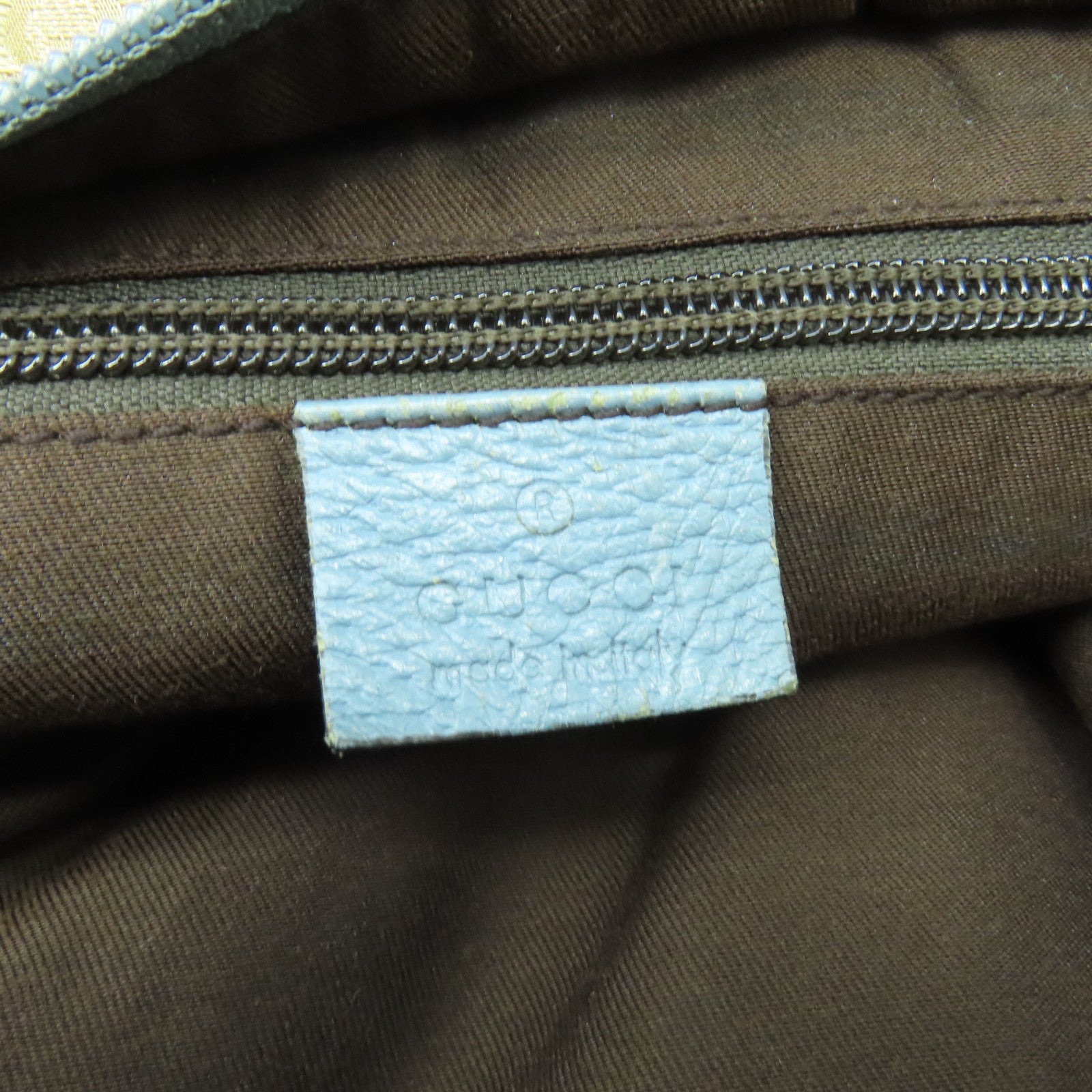 GUCCI 【清倉大減價】帆布Shoulder Bag銀扣肩背袋粉藍色/啡色