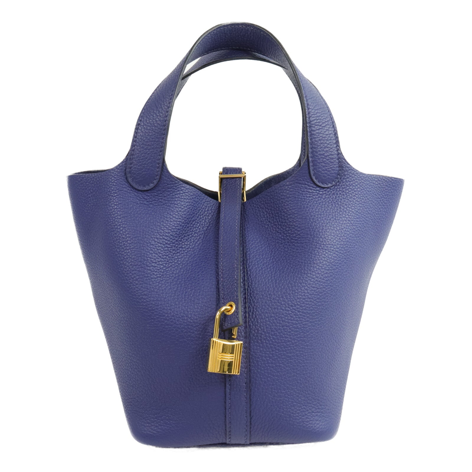 HERMES Clemence皮革Picotin MM手挽袋Bleu Saphir