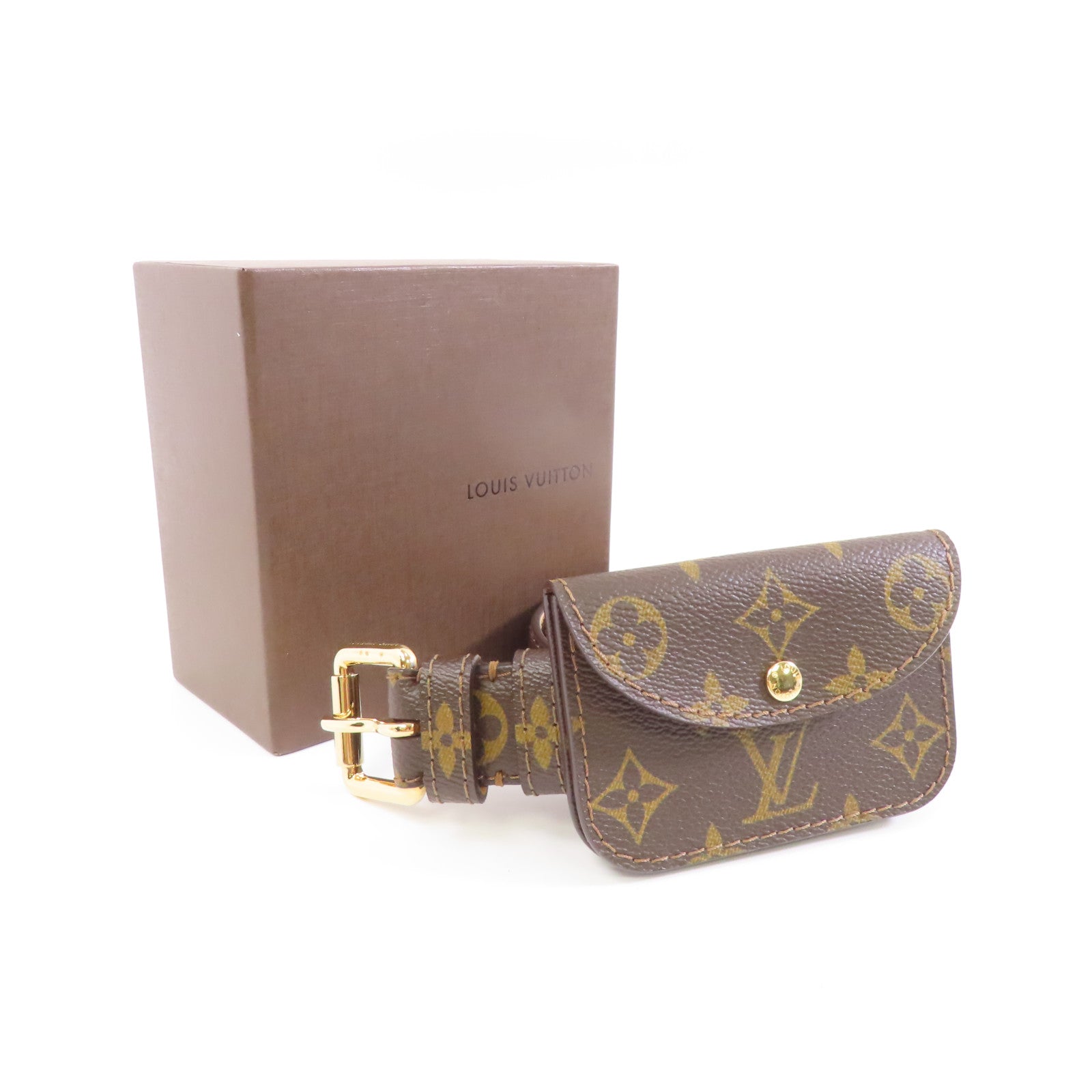 LOUIS VUITTON Monogram Ceinture Pochette#80金扣腰包啡色
