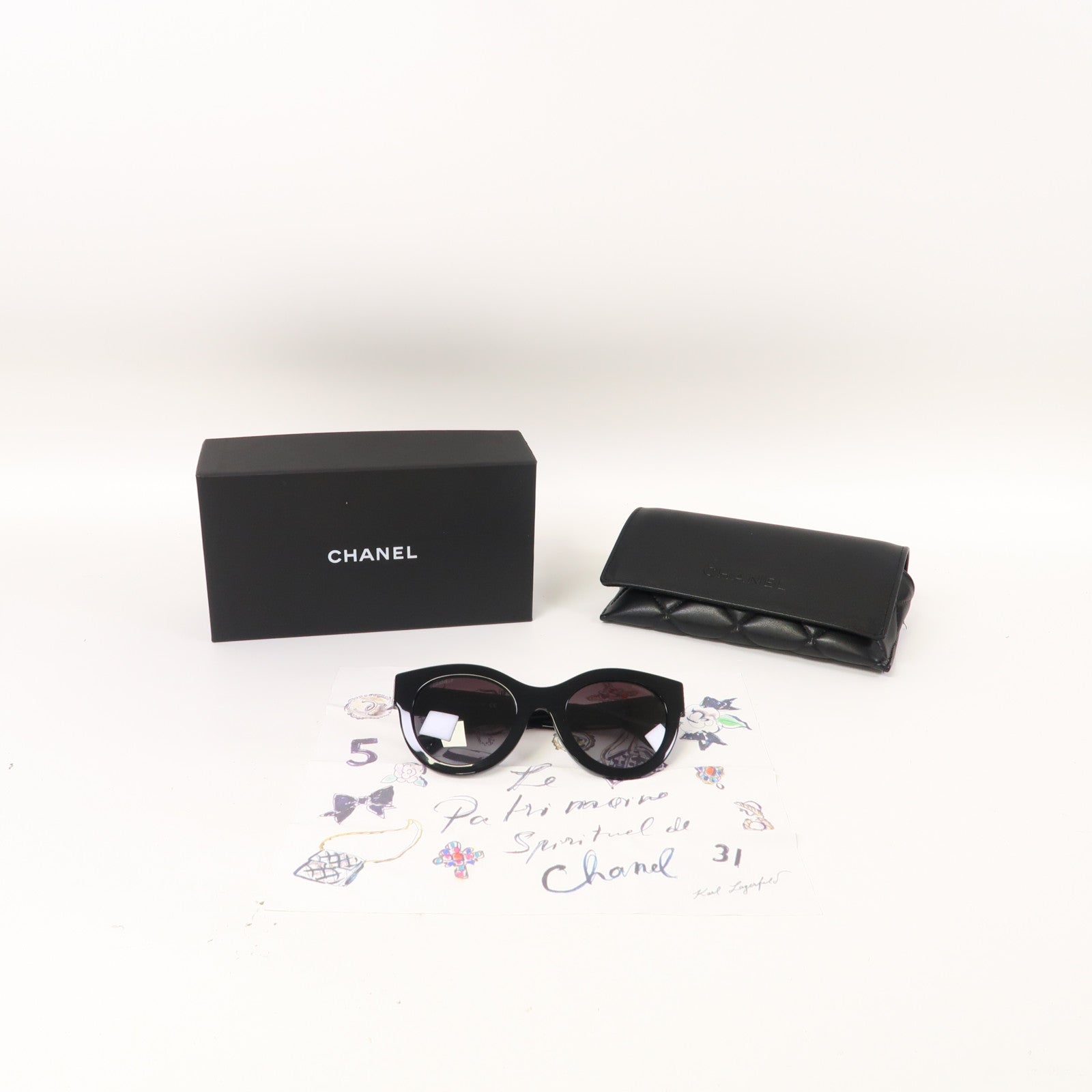 CHANEL 【激減優惠】PVC Crystal CC Sunglass太陽眼鏡黑色