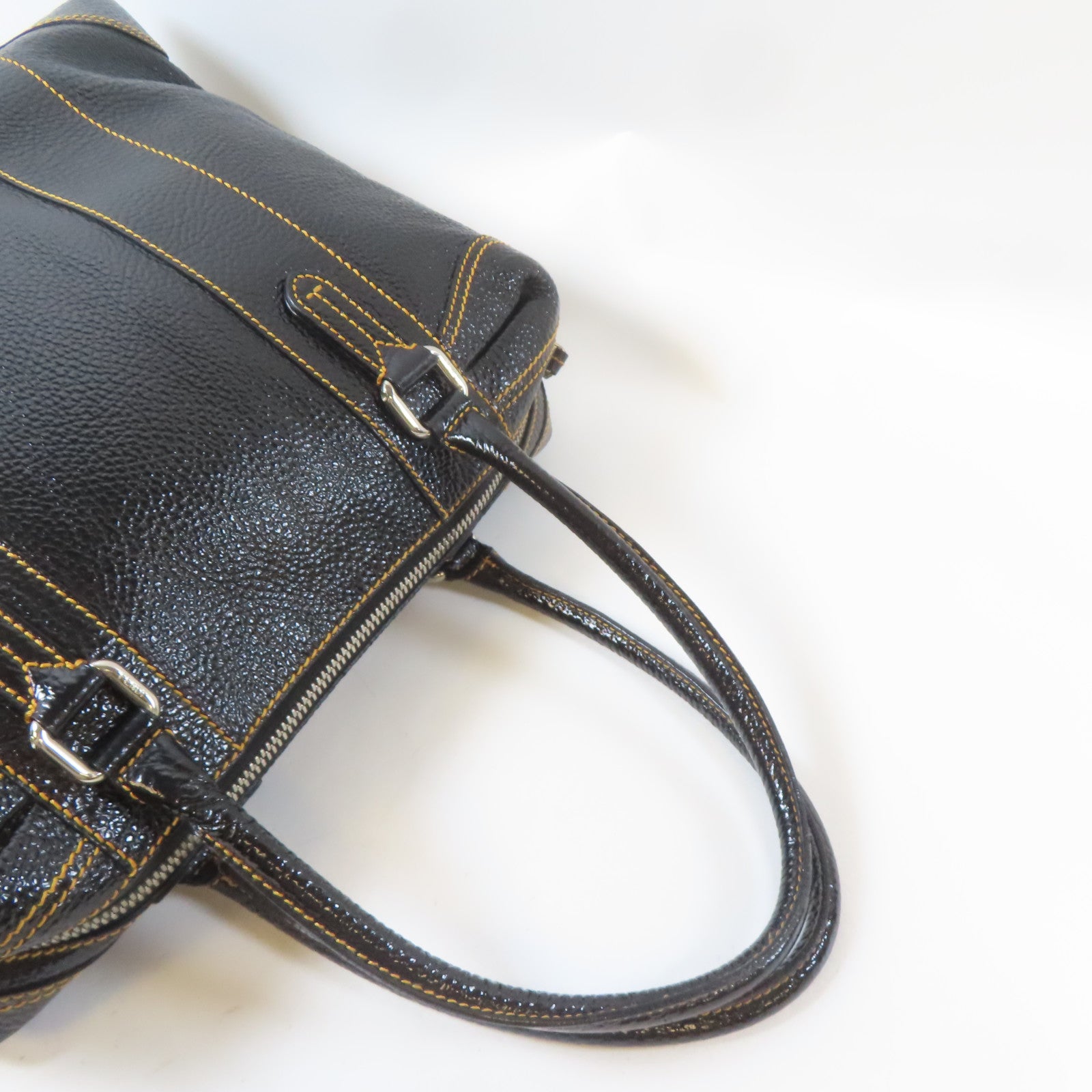 FENDI 【激減優惠】皮革Shoulder Bag銀扣肩背袋黑色