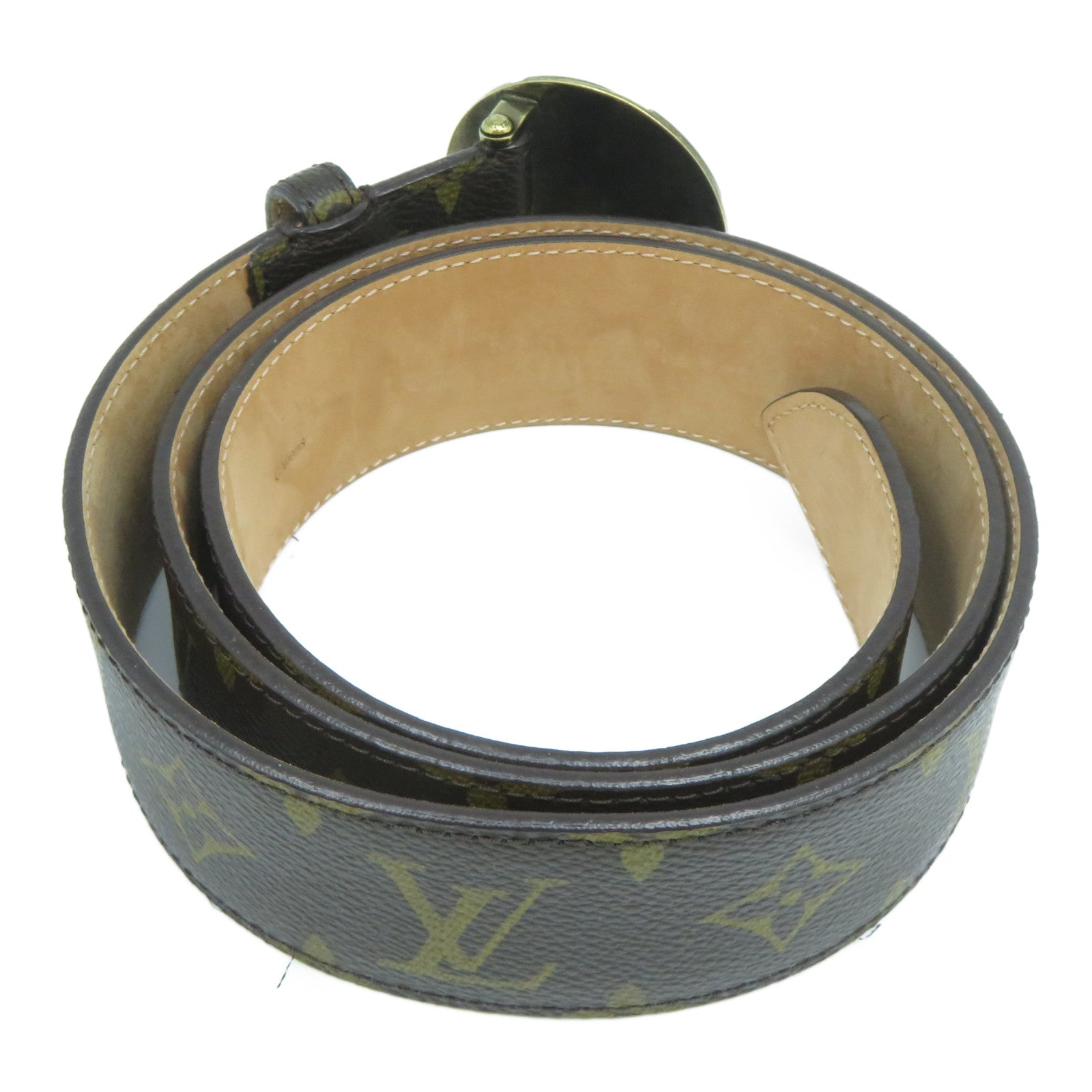 LOUIS VUITTON 【激減優惠】Monogram Belt金扣皮帶啡色