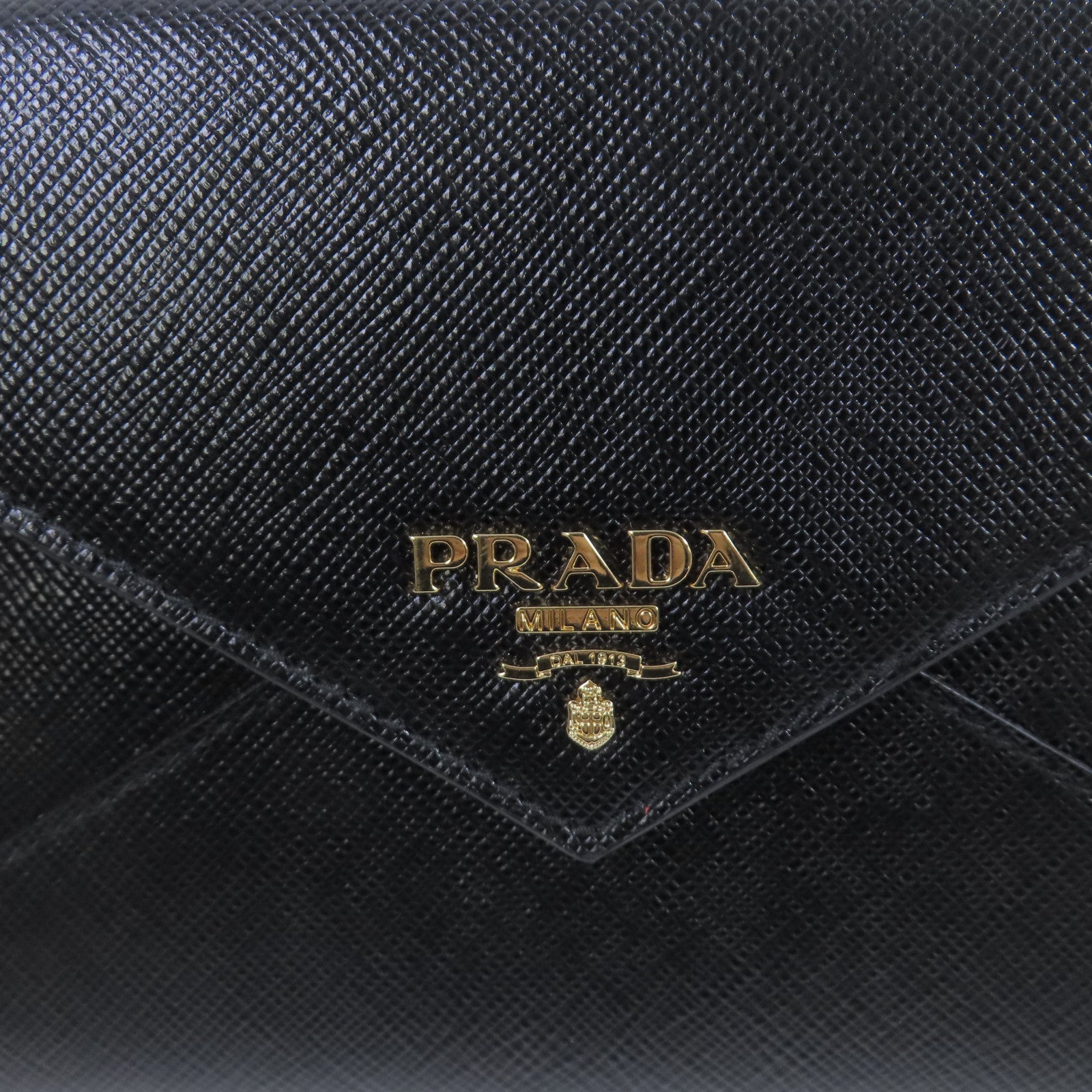 PRADA Saffiano皮革Wallet Pouch金扣長錢包黑色