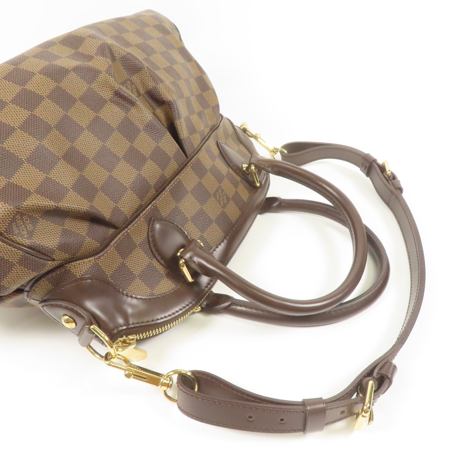 LOUIS VUITTON Damier Trevi金扣手挽肩背兩用袋