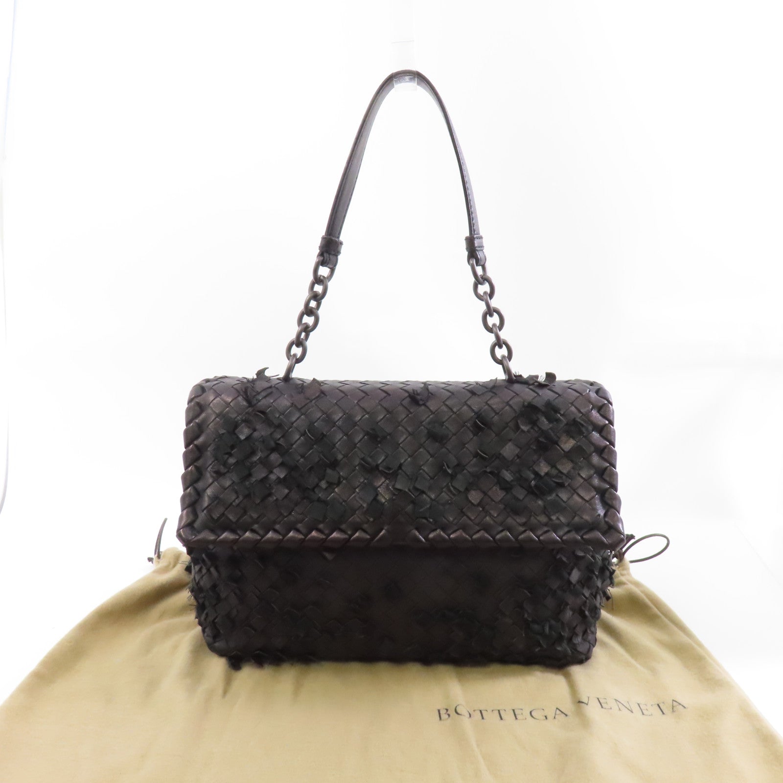 BOTTEGA VENETA 織紋皮革Shoulder Bag肩背袋金屬棕色