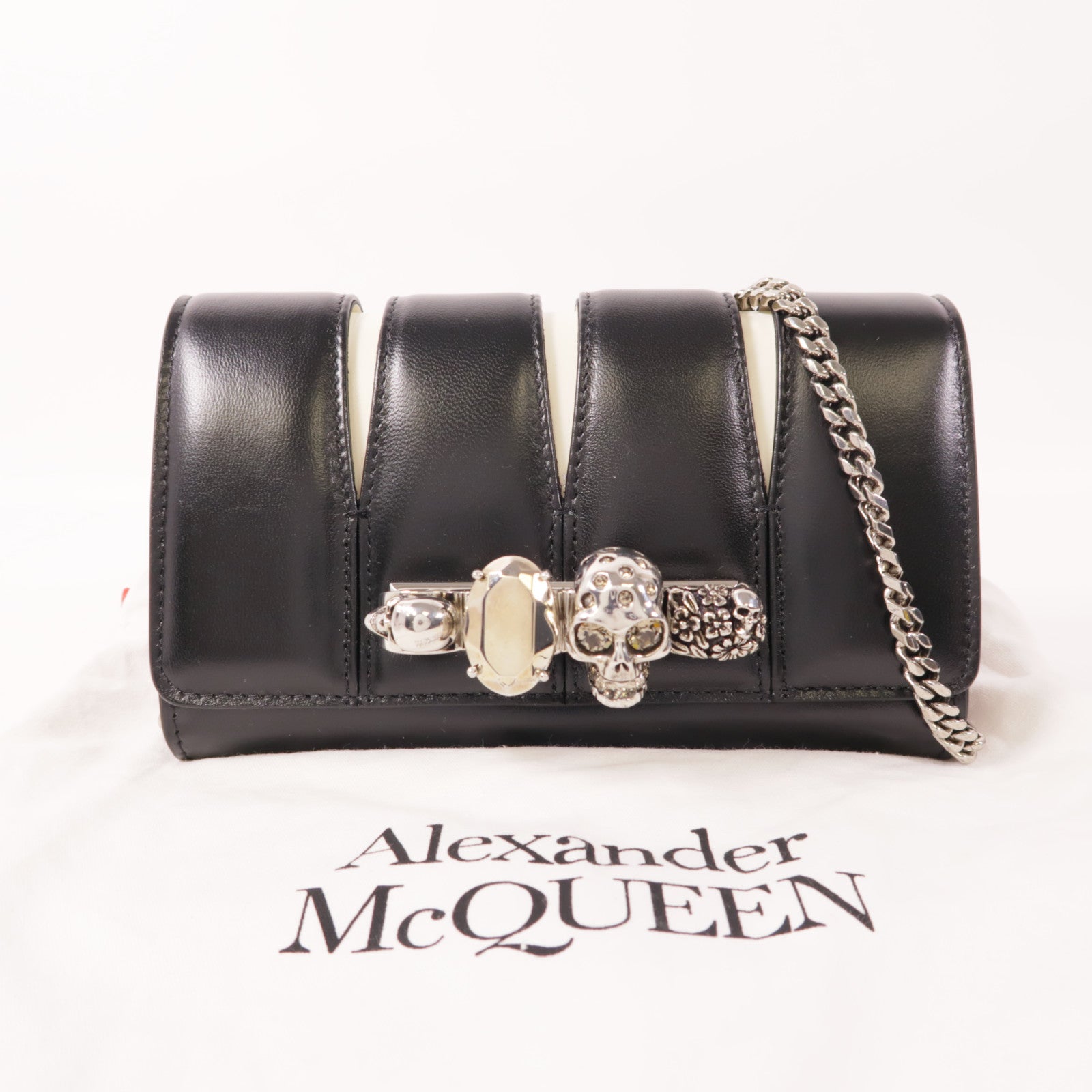 SELECTION SHW Slash Shoulder Clutch Bag 554183 Calfskin Leather Black
