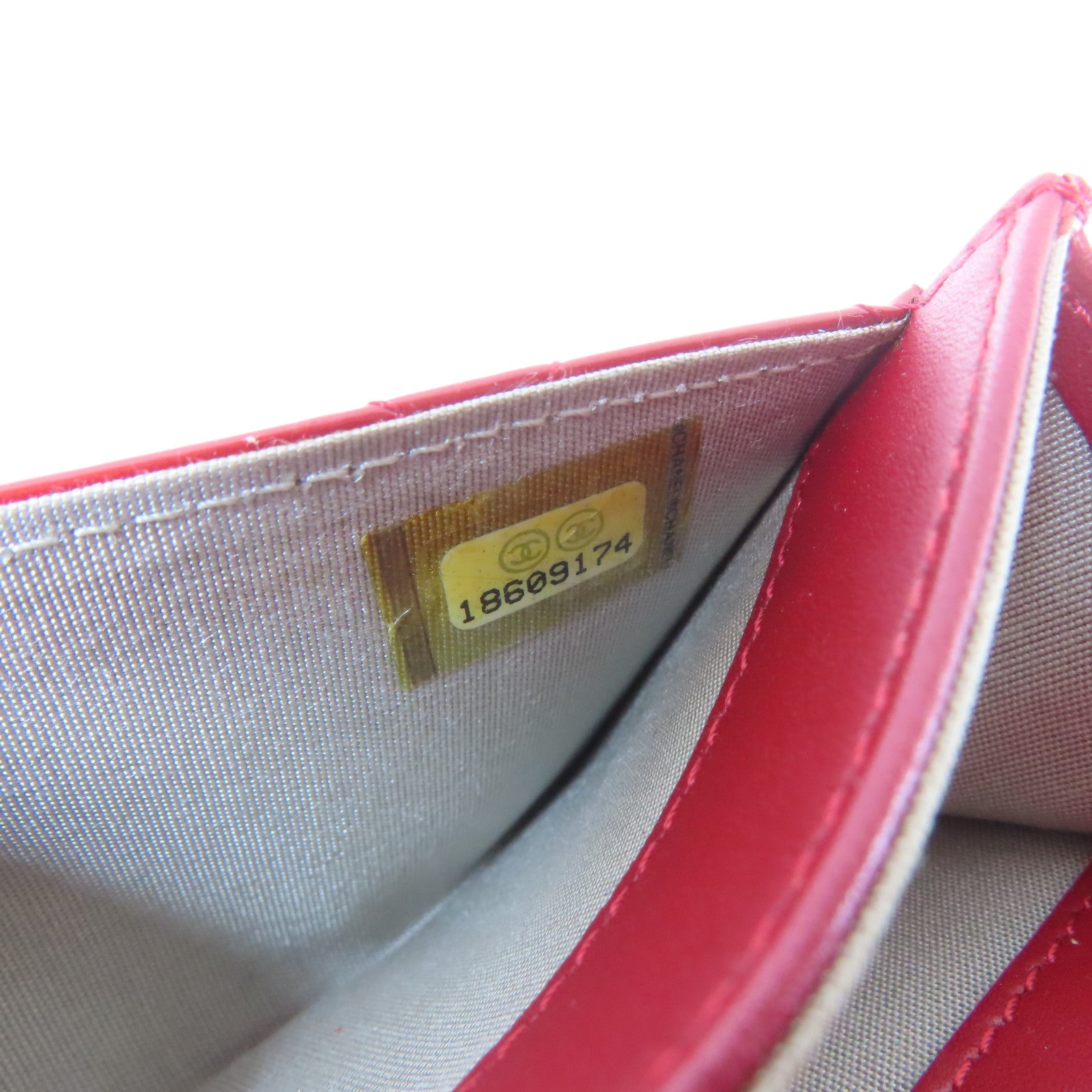 CHANEL 菱格漆皮皮革Card Case金扣/銀扣卡片套紅色